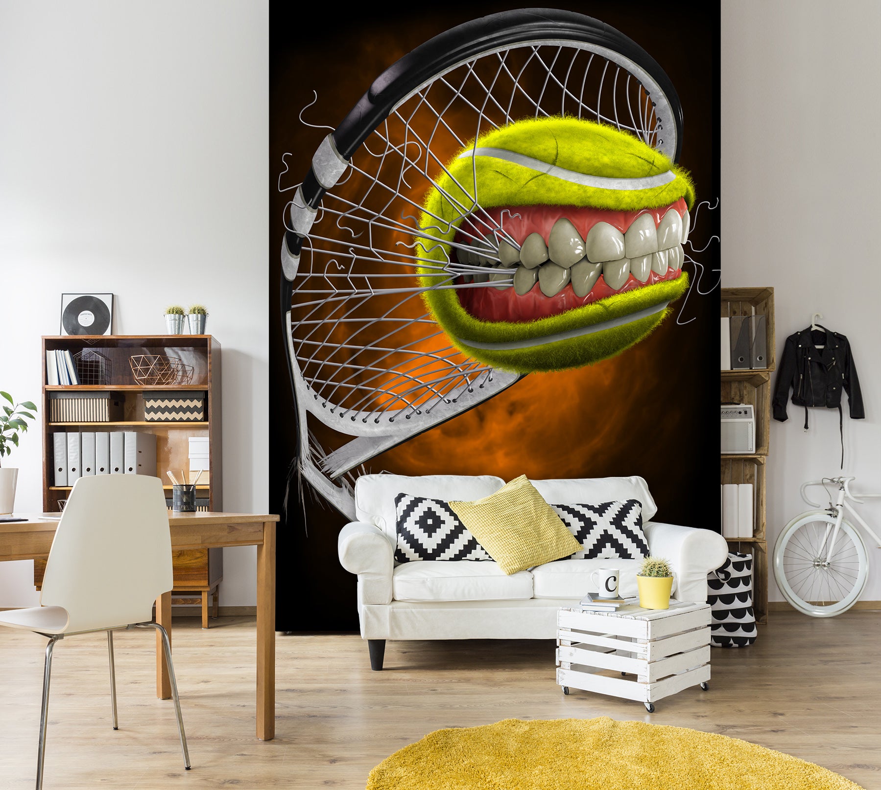 3D Teeth Tennis Net 5014 Tom Wood Wall Mural Wall Murals