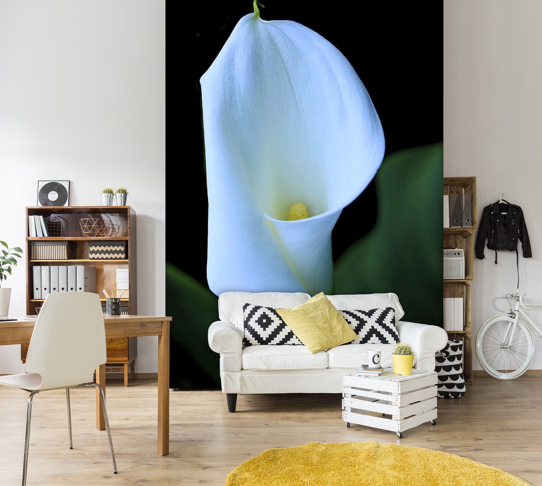 3D White Flowers 1404 Kathy Barefield Wall Mural Wall Murals