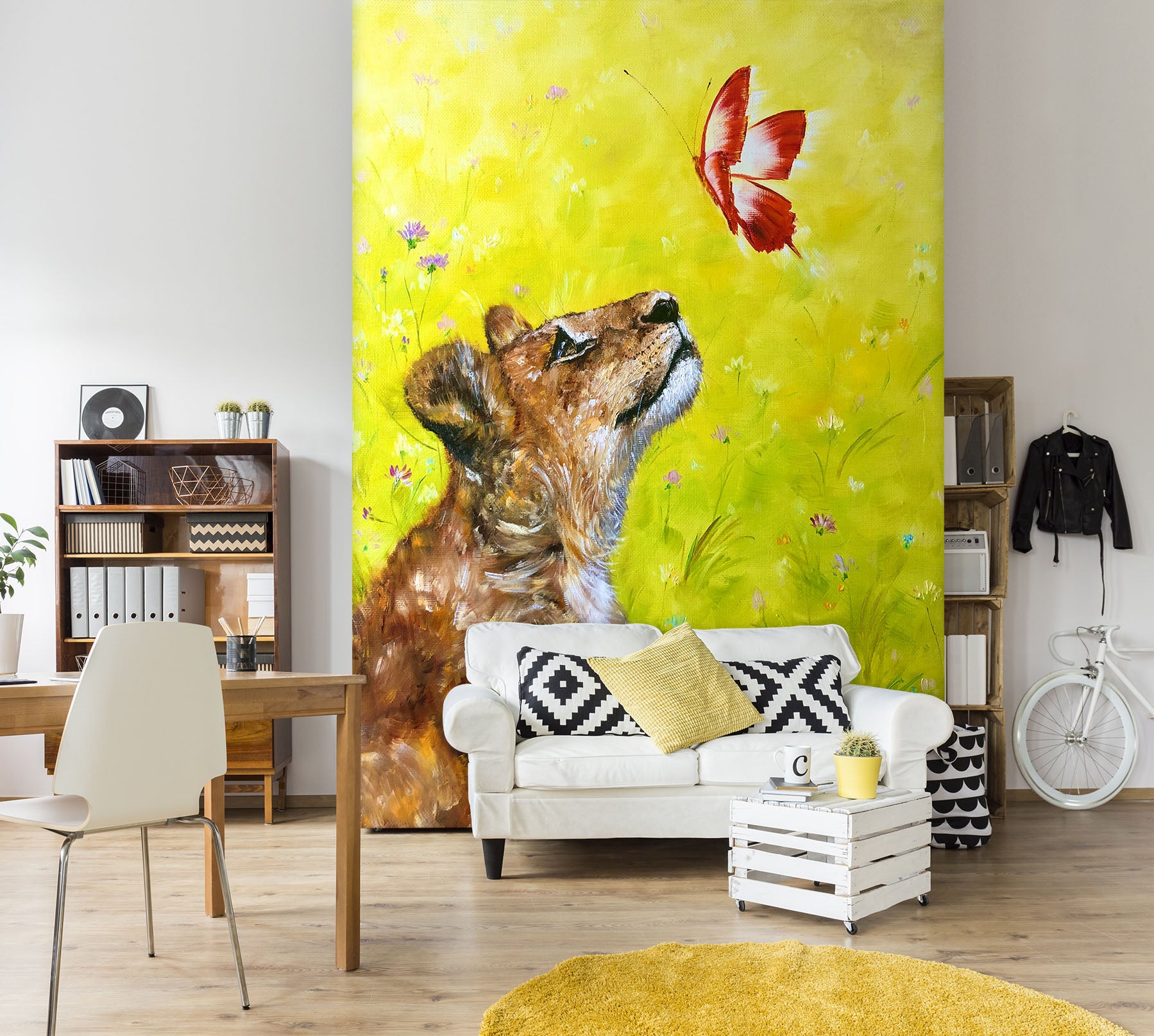 3D Lion Butterfly 288 Skromova Marina Wall Mural Wall Murals
