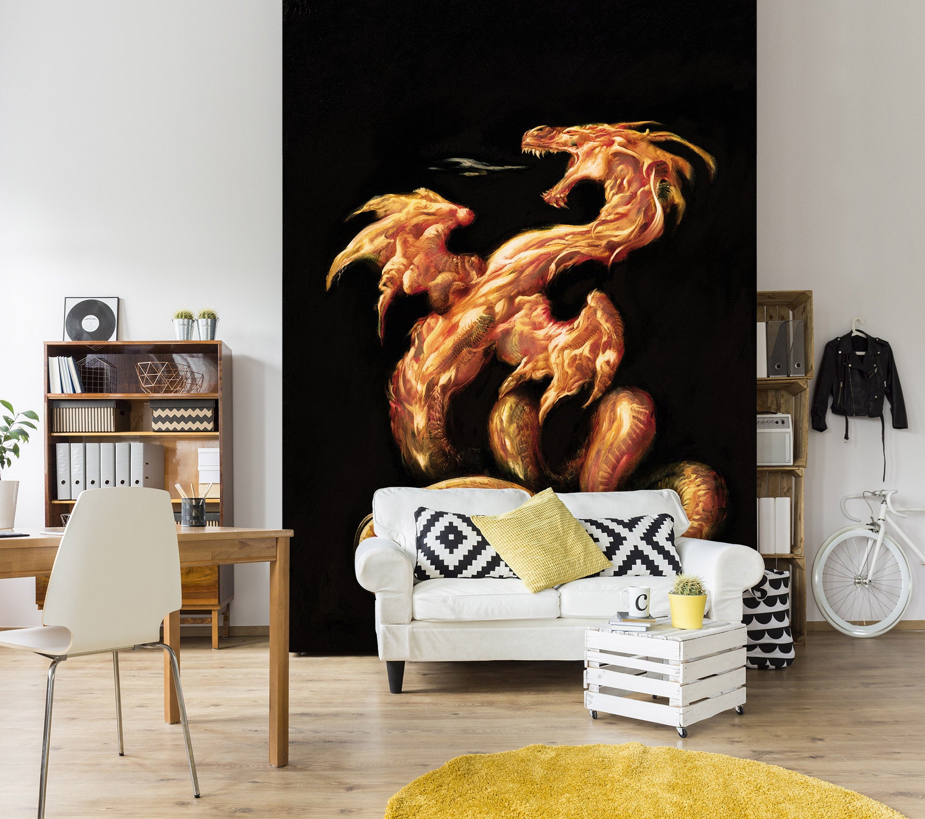3D Golden Dragon 7139 Ciruelo Wall Mural Wall Murals