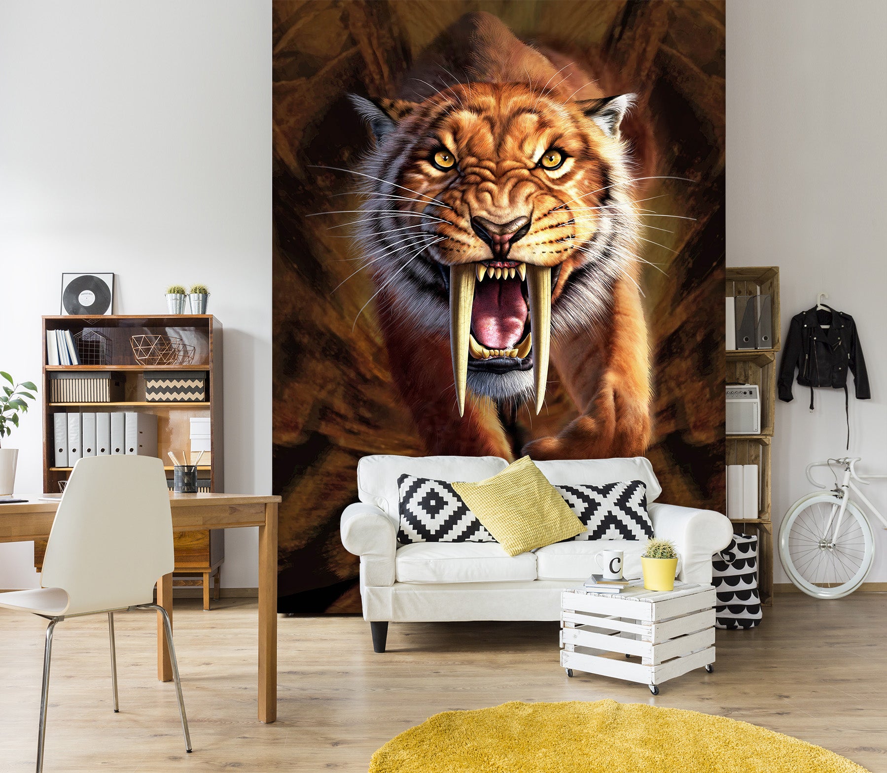 3D Sabertooth 1417 Jerry LoFaro Wall Mural Wall Murals