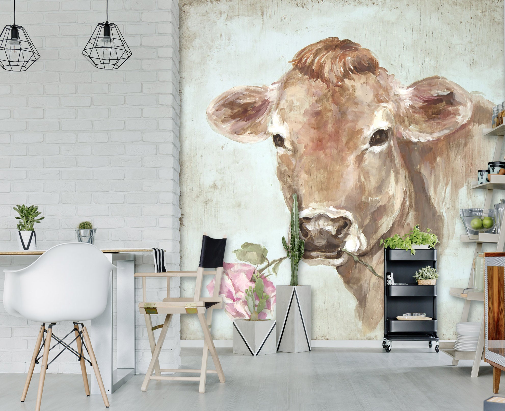 3D Cow Rose 1402 Debi Coules Wall Mural Wall Murals