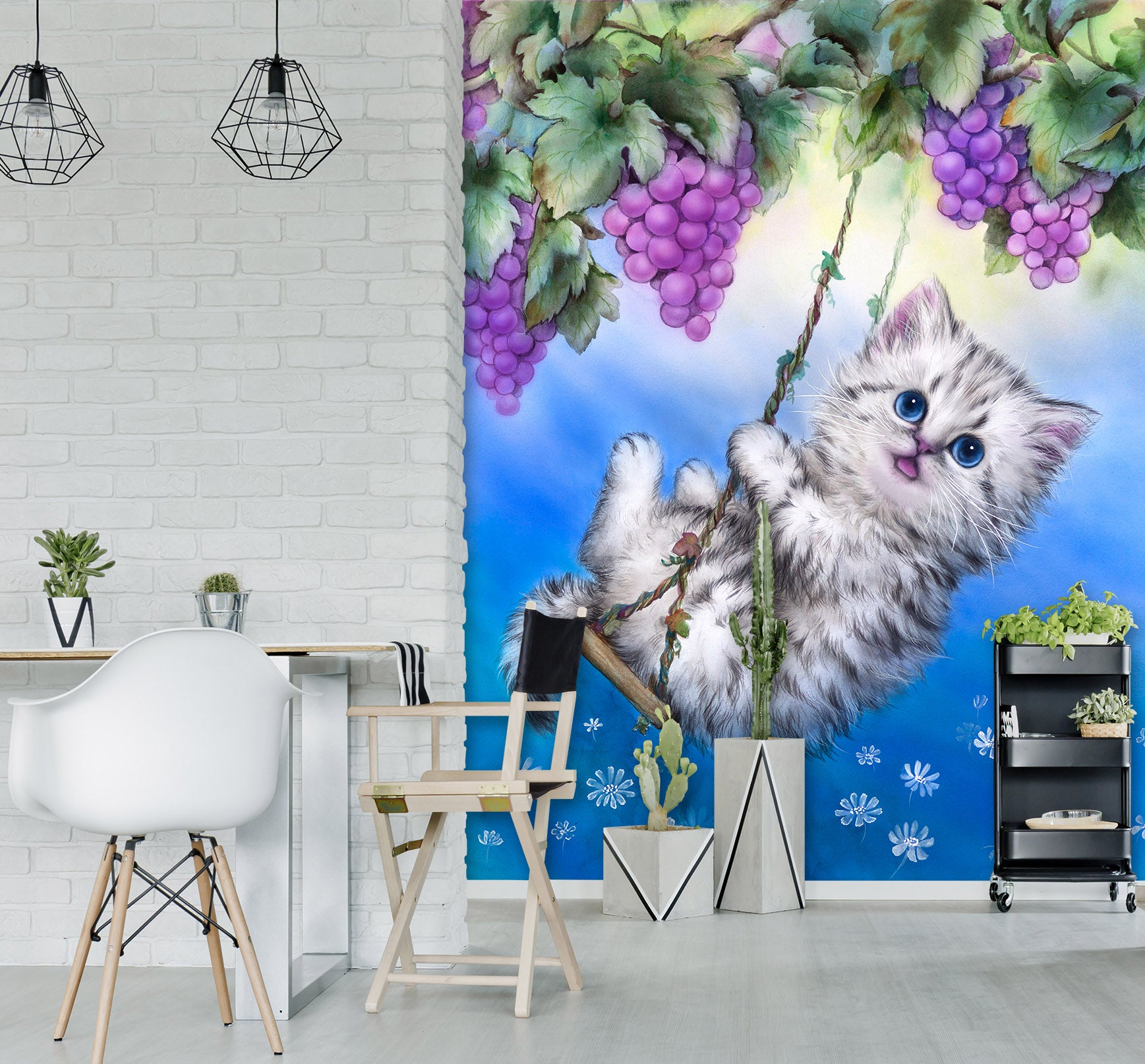 3D Grape Cat 5494 Kayomi Harai Wall Mural Wall Murals