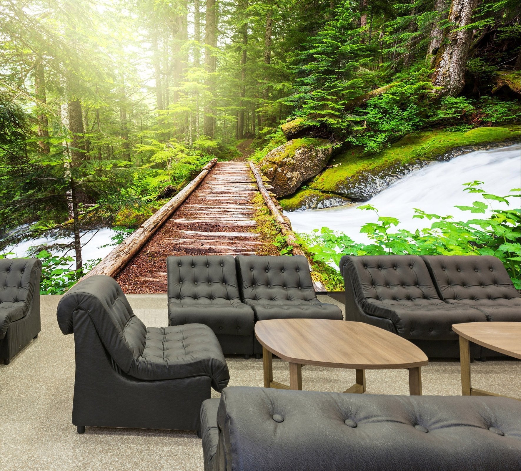 3D Wooden bridge in the forest 26 Wall Murals Wallpaper AJ Wallpaper 