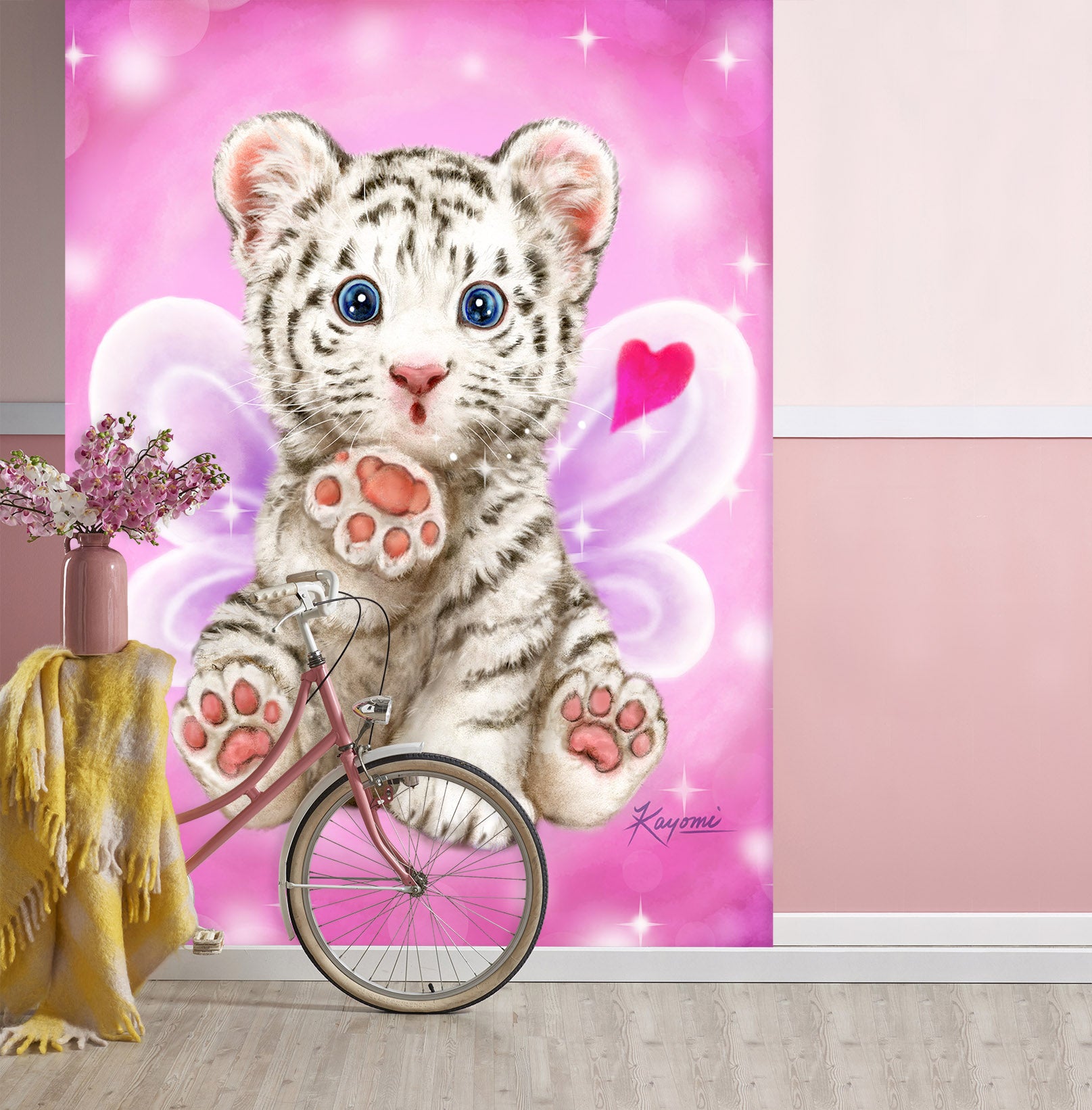 3D Love Wings Tiger 5495 Kayomi Harai Wall Mural Wall Murals