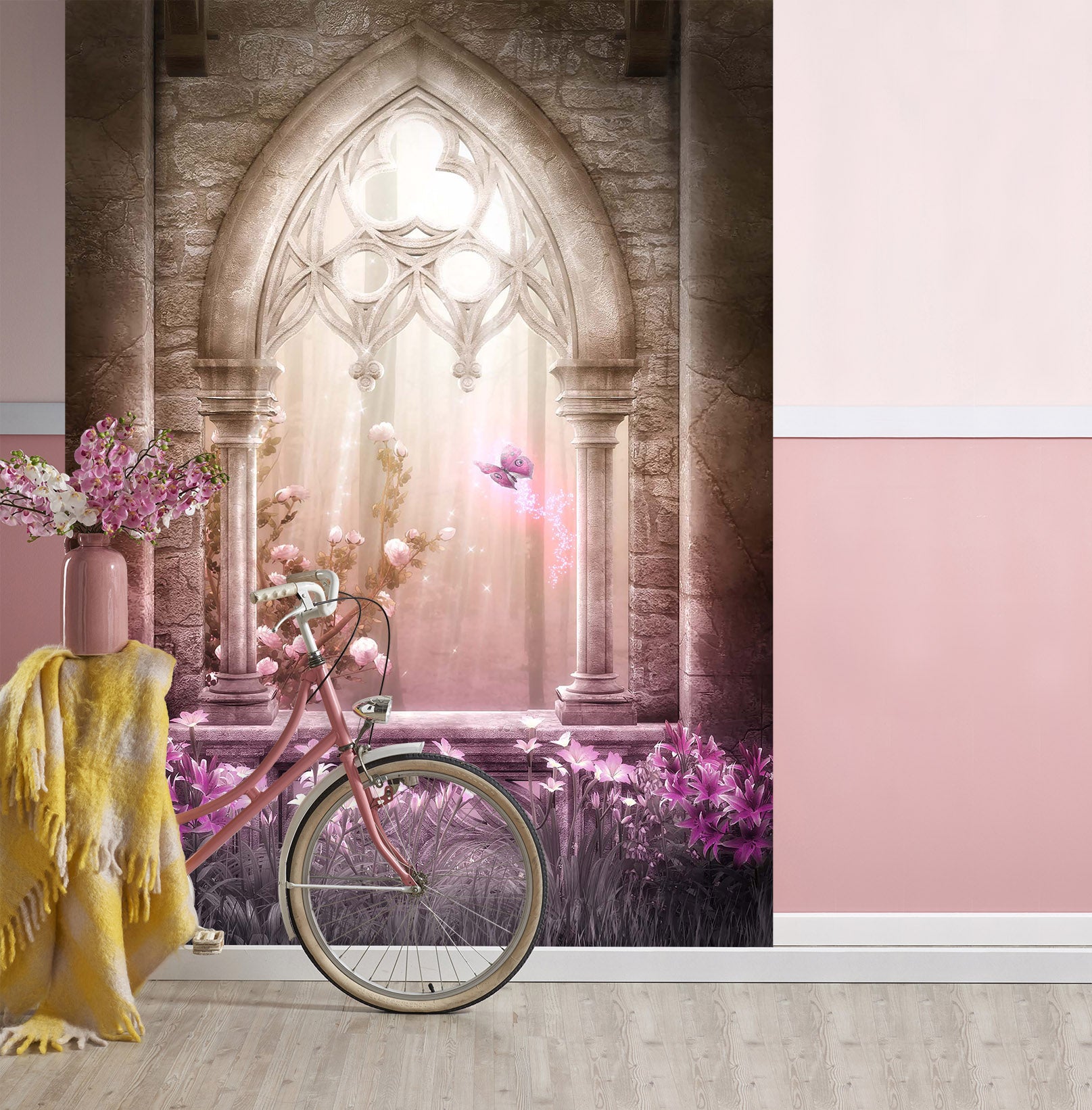 3D Fantasy Pink Arch 078 Wall Murals