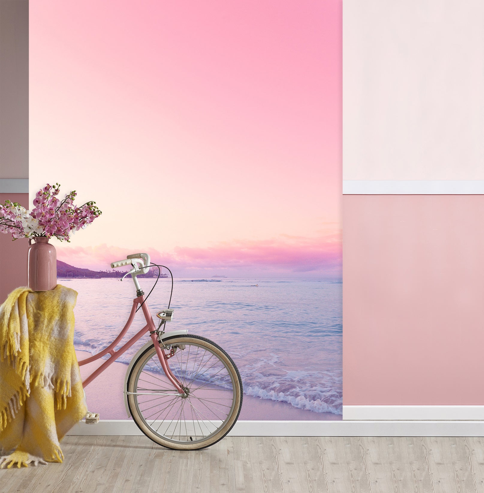 3D Pink Sunset 1303 Noirblanc777 Wall Mural Wall Murals