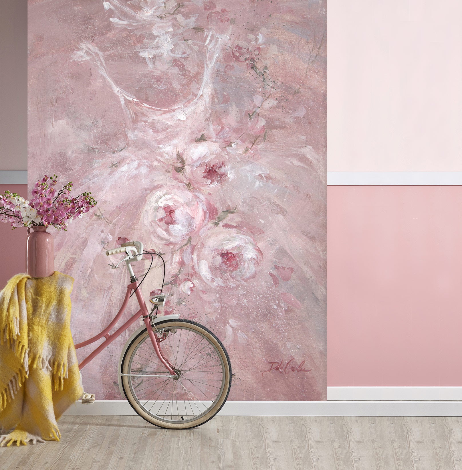 3D Flower Pink Skirt 4036 Debi Coules Wall Mural Wall Murals