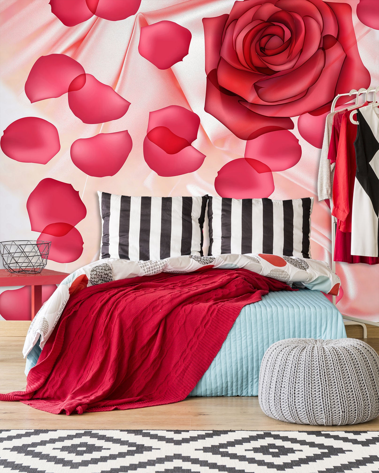 3D Pink Rose 1701 Wall Murals