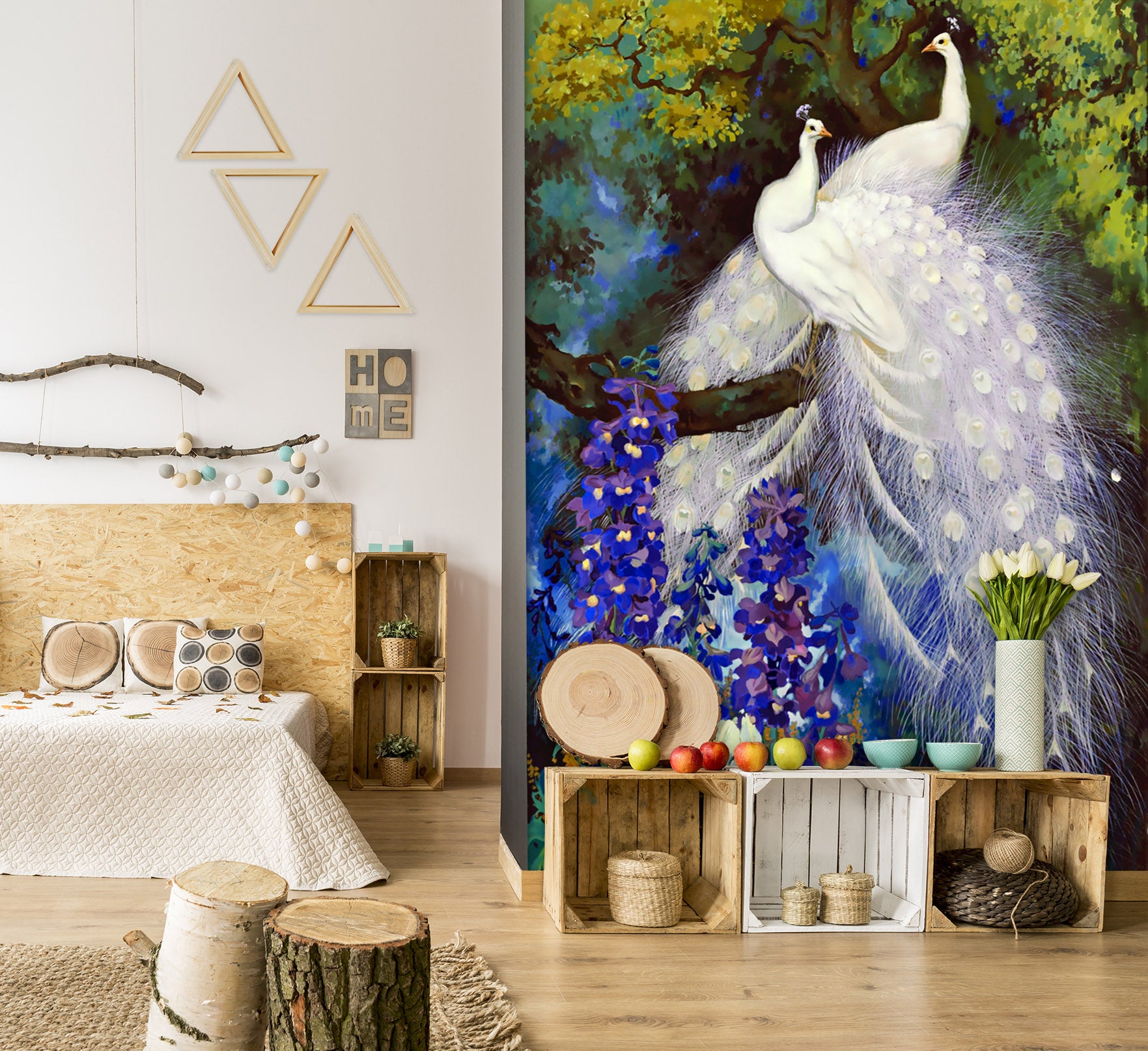 3D White Peacock 1103 Wall Murals