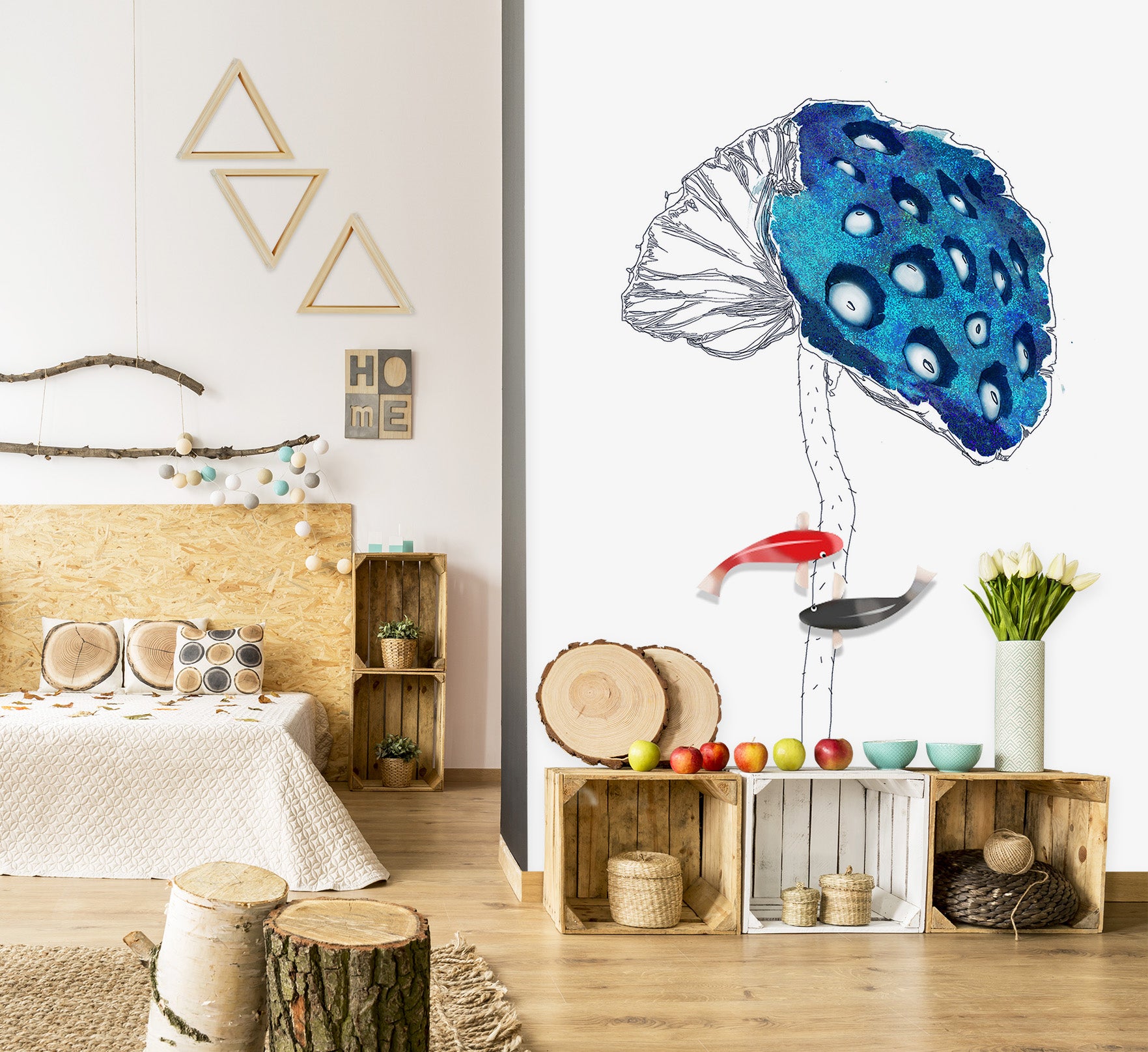 3D Fish Lotus 1820 Wall Murals