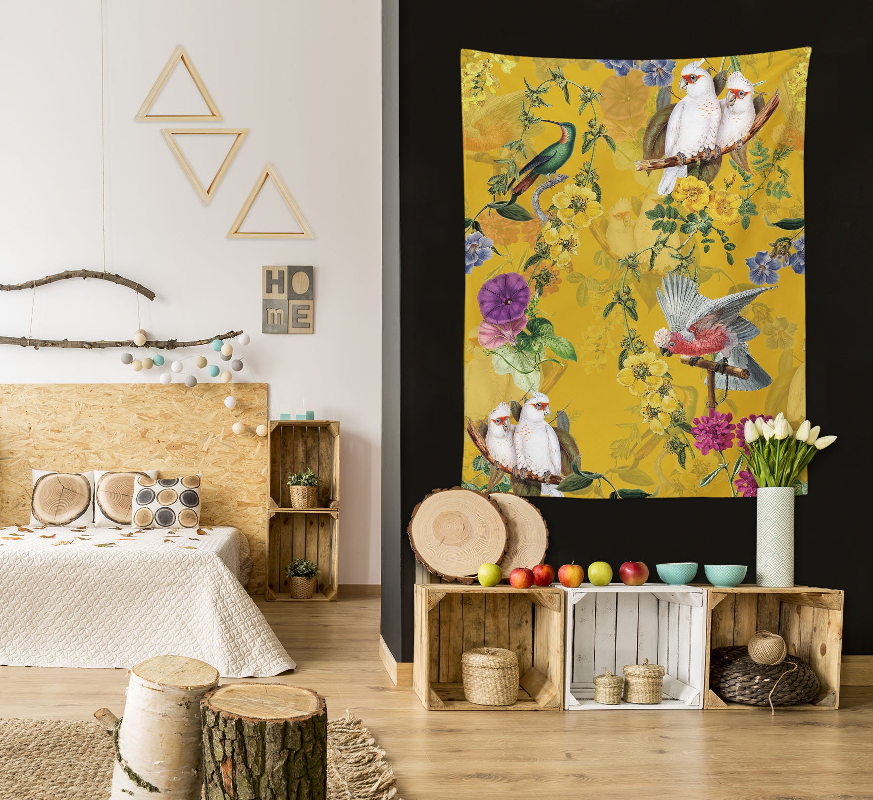 3D Parrot Flower 5375 Uta Naumann Tapestry Hanging Cloth Hang