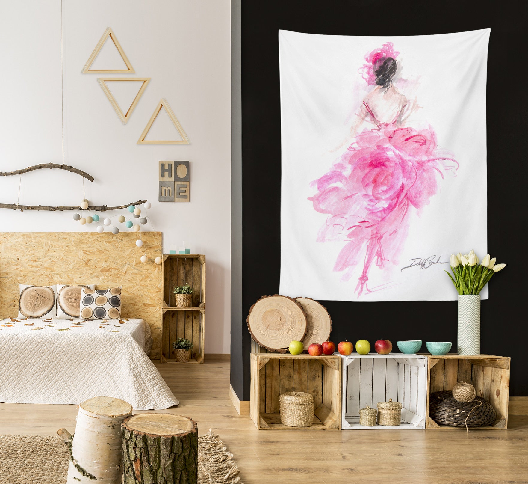 3D Pink Skirt Girl 111229 Debi Coules Tapestry Hanging Cloth Hang