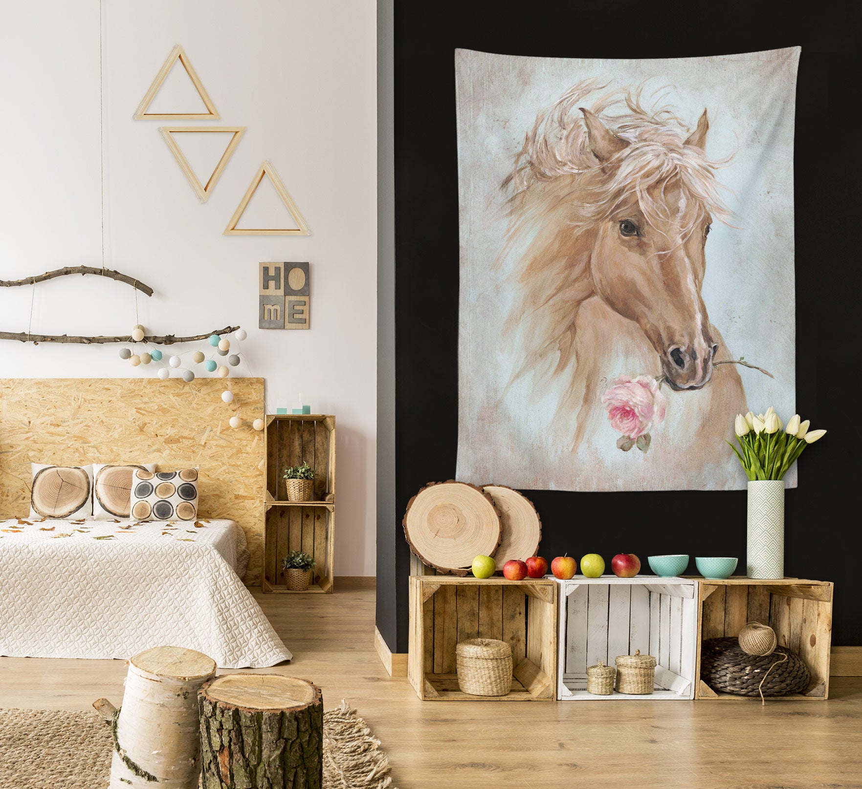 3D Horse Flower 11210 Debi Coules Tapestry Hanging Cloth Hang