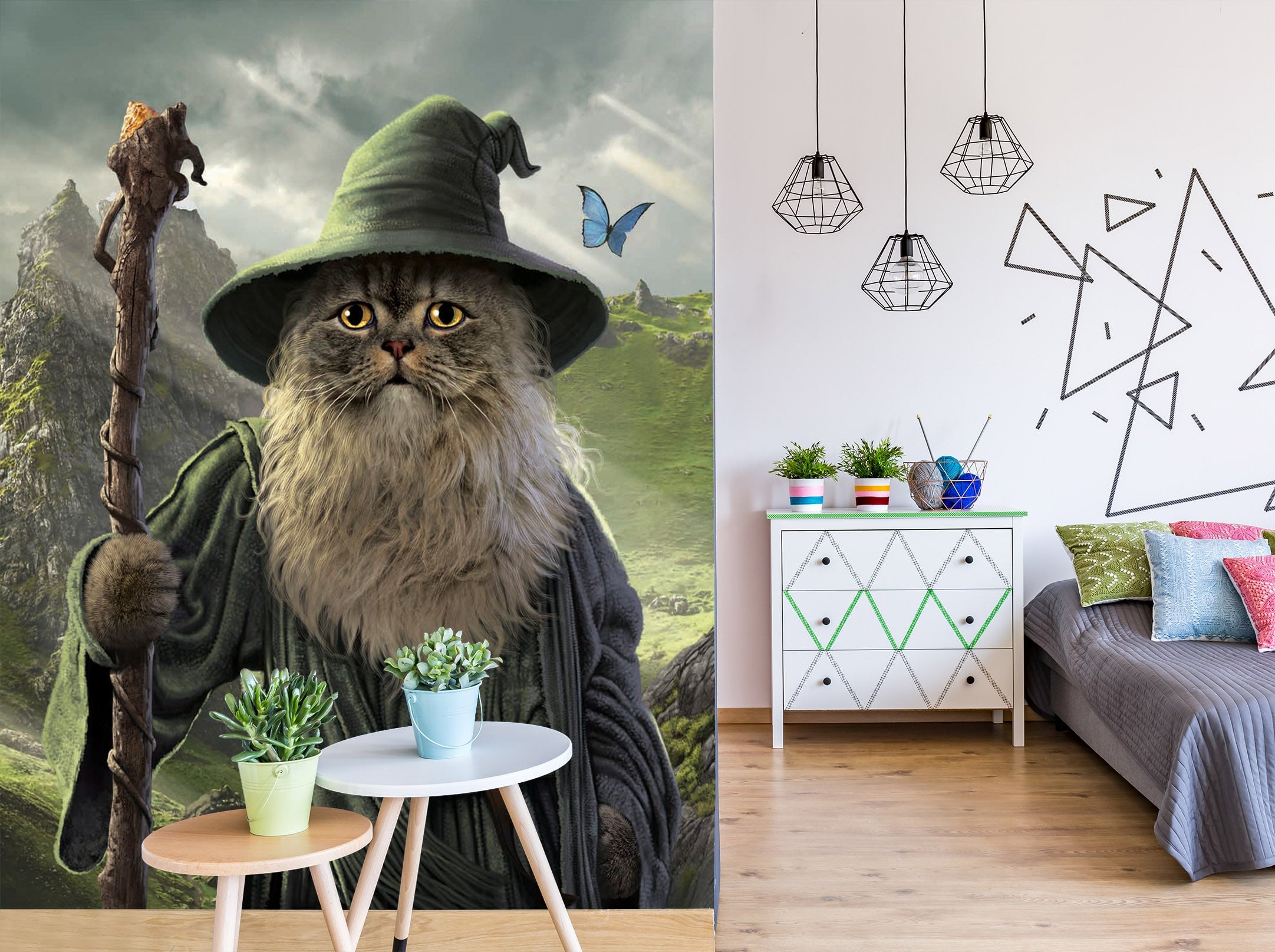 3D Hat Cat 1418 Wall Murals Exclusive Designer Vincent Wallpaper AJ Wallpaper 