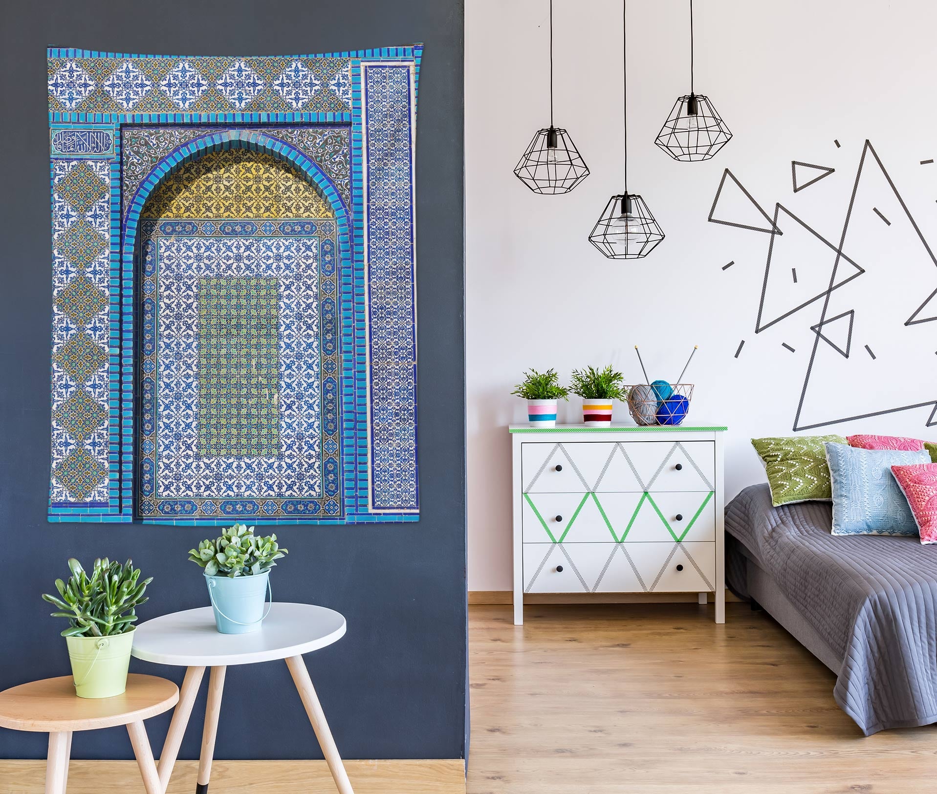 3D Yellow Blue Texture 116187 Assaf Frank Tapestry Hanging Cloth Hang