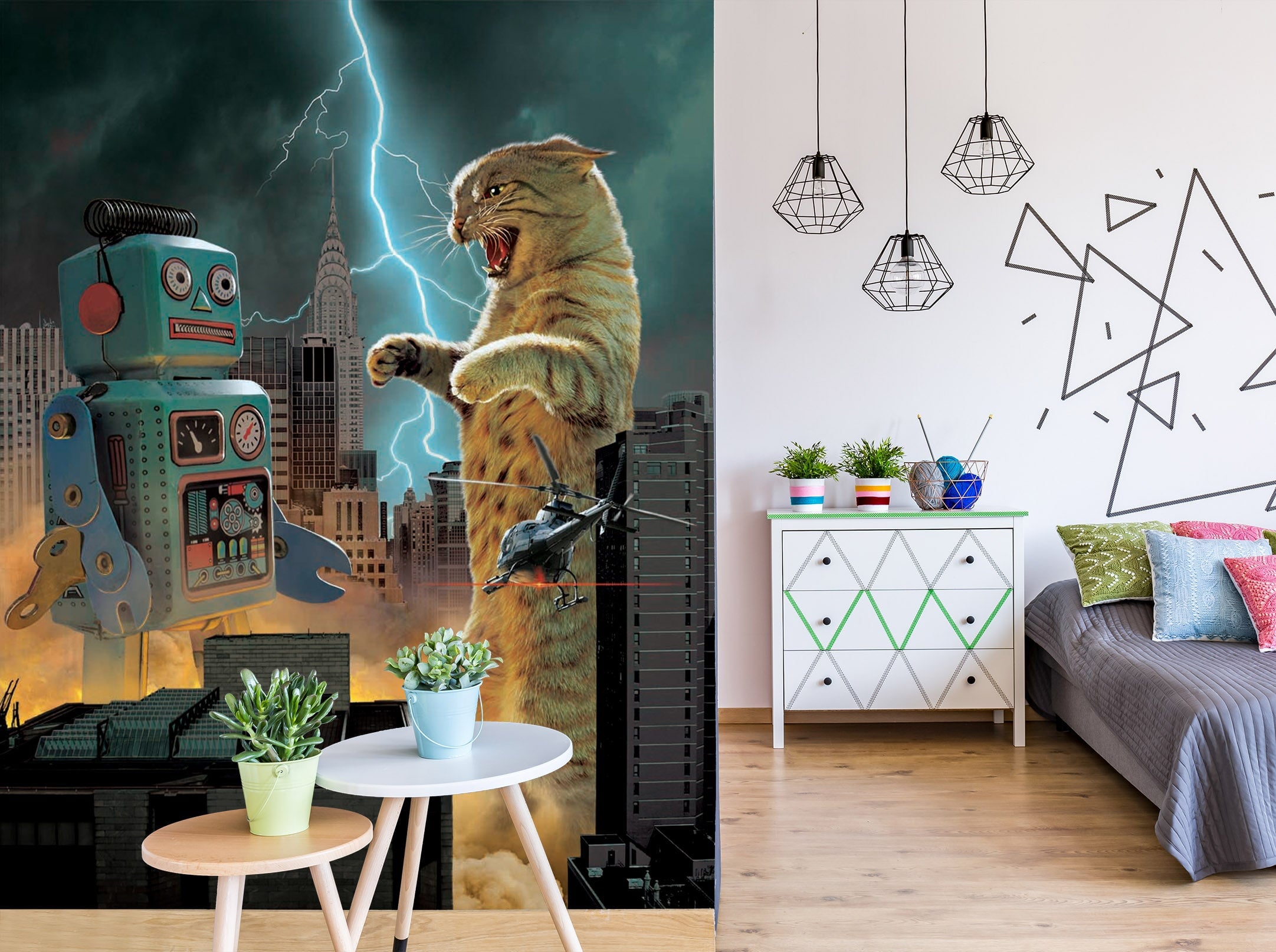 3D Robot Cat 1419 Wall Murals Exclusive Designer Vincent Wallpaper AJ Wallpaper 