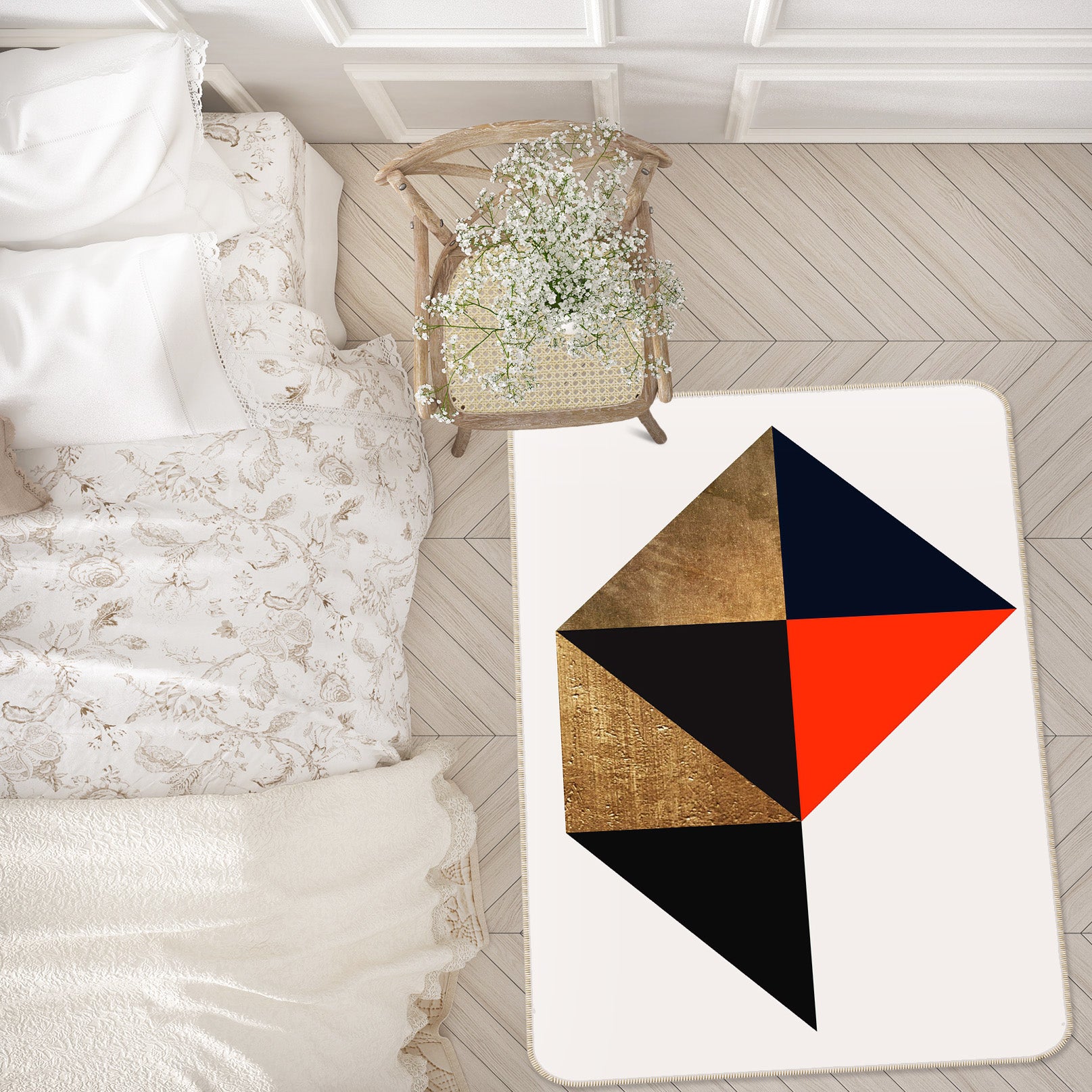 3D Golden Square 1130 Boris Draschoff Rug Non Slip Rug Mat