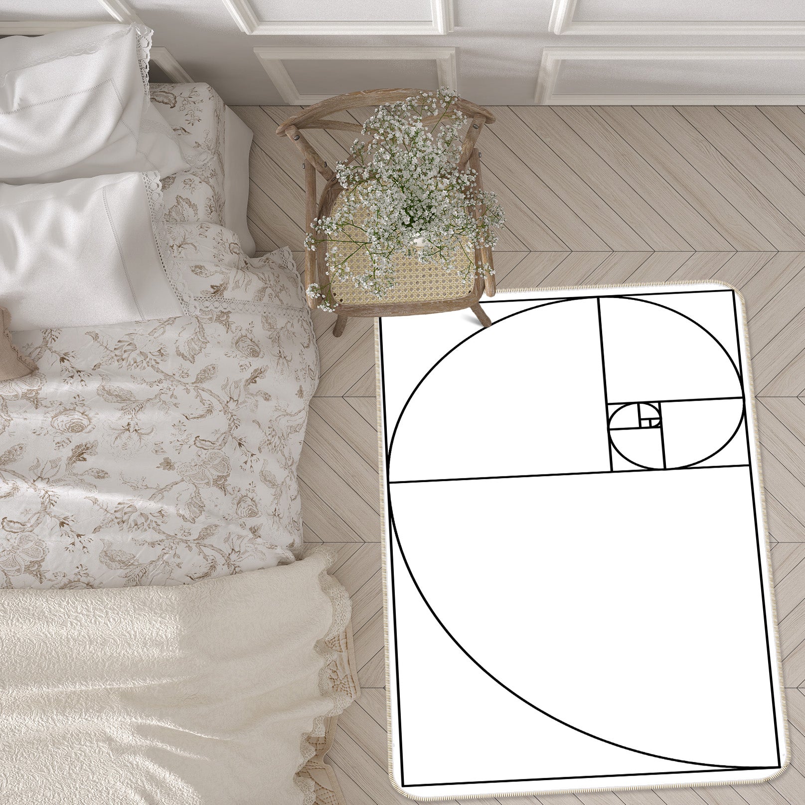 3D White Line 1101 Boris Draschoff Rug Non Slip Rug Mat