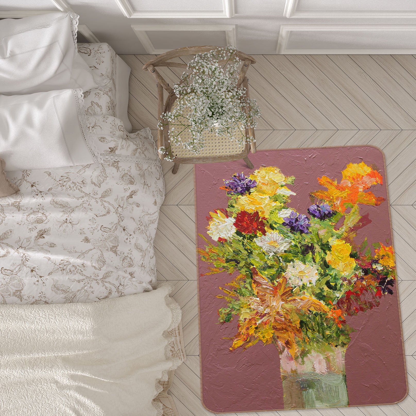 3D Color Flowers 3003 Allan P. Friedlander Rug Non Slip Rug Mat