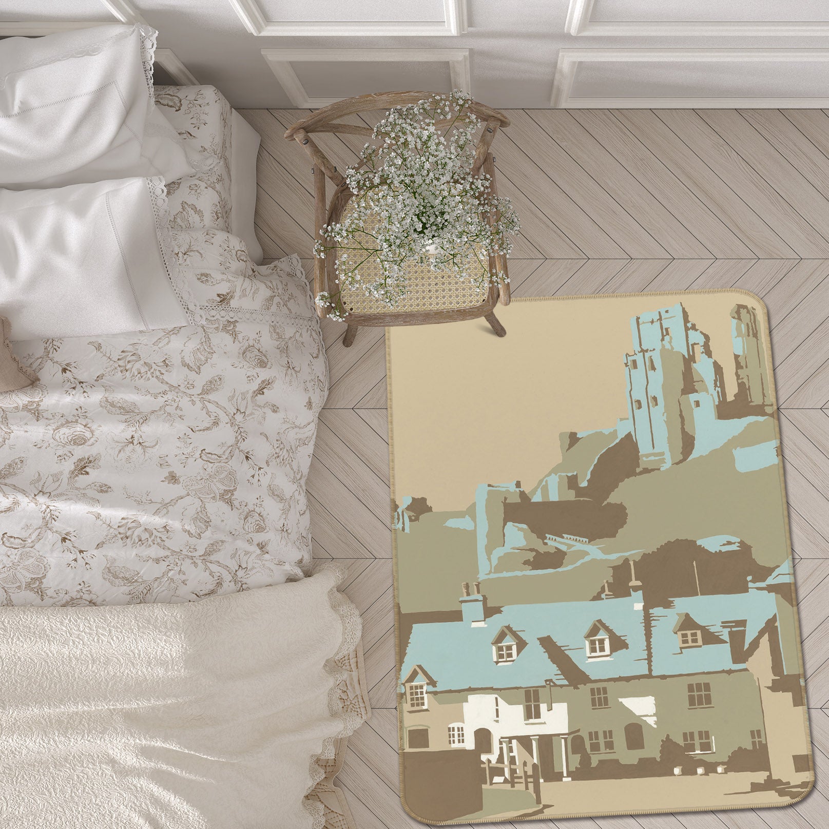 3D Corfe Castle 1112 Steve Read Rug Non Slip Rug Mat