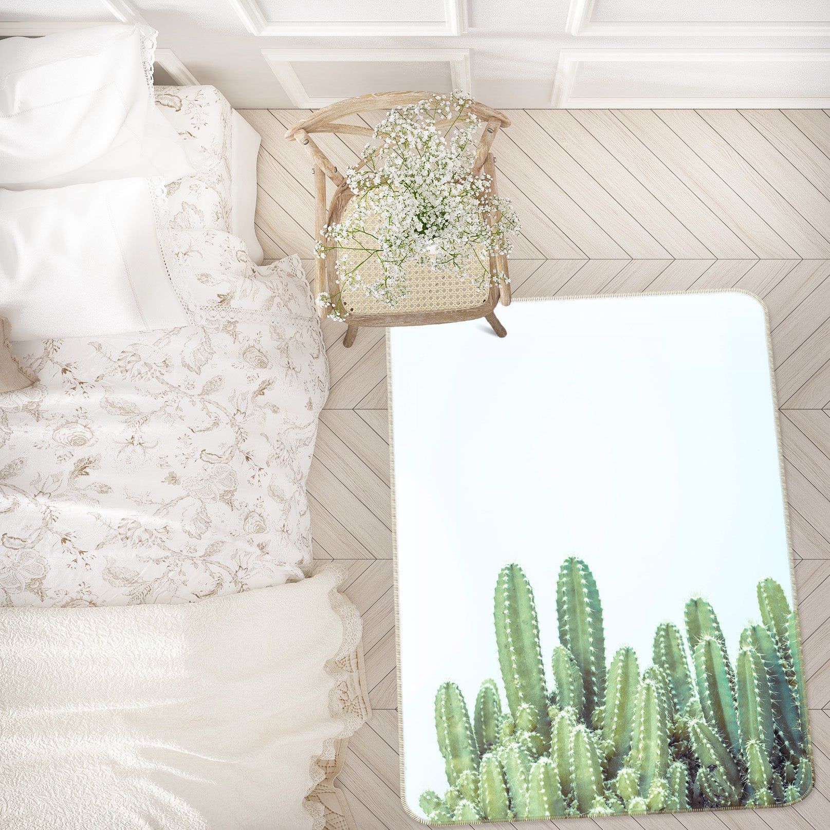 3D Green Cactus 1026 Assaf Frank Rug Non Slip Rug Mat