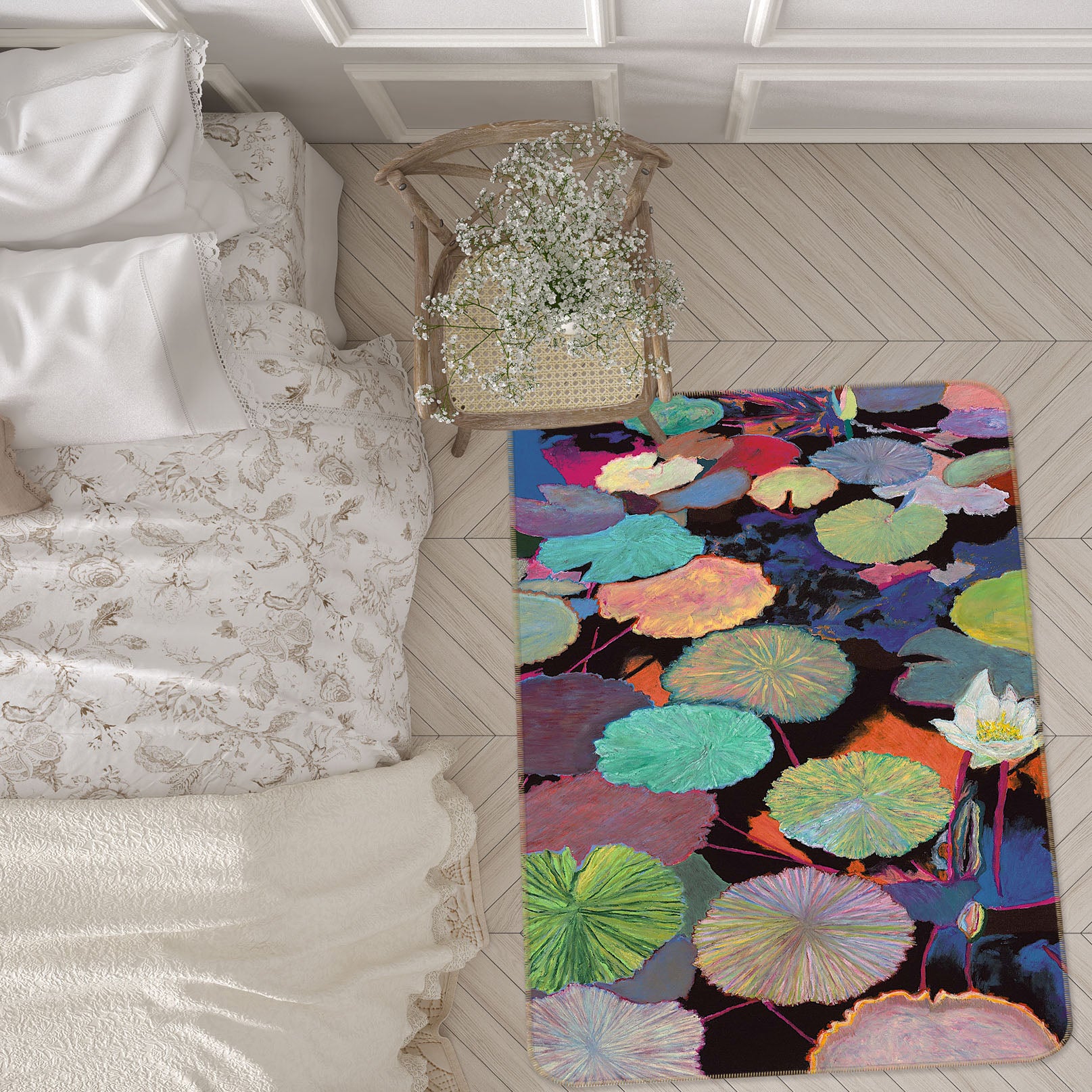 3D Lotus Bloom 3036 Allan P. Friedlander Rug Non Slip Rug Mat