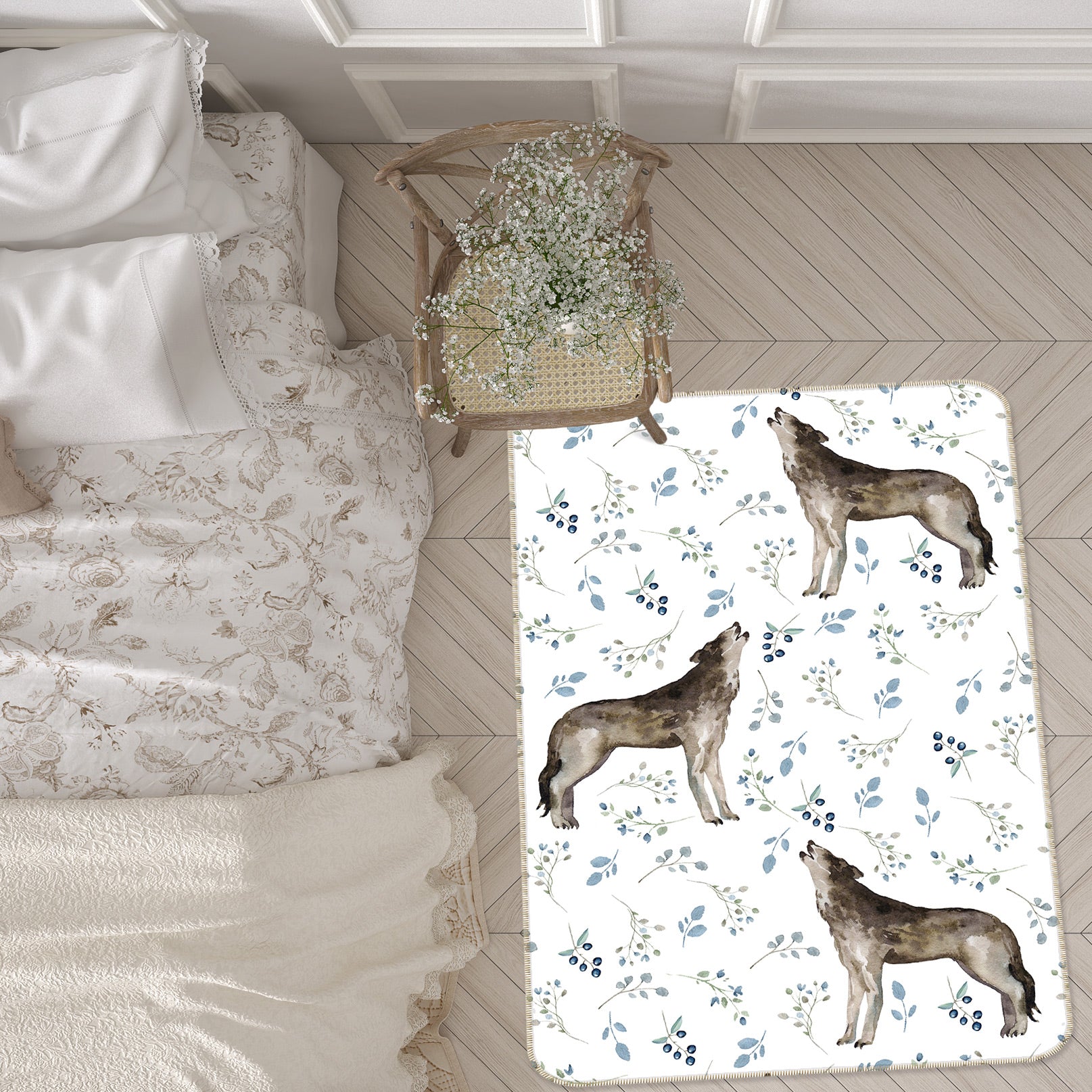 3D Blueberry Wolf 124 Uta Naumann Rug Non Slip Rug Mat