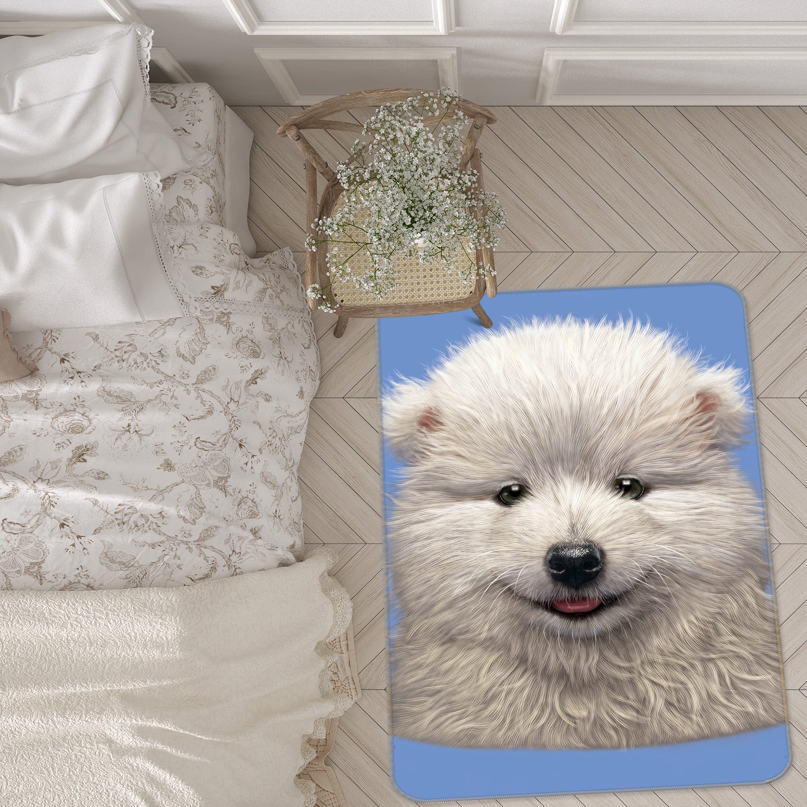 3D Samoyed Puppy 1062 Vincent Hie Rug Non Slip Rug Mat