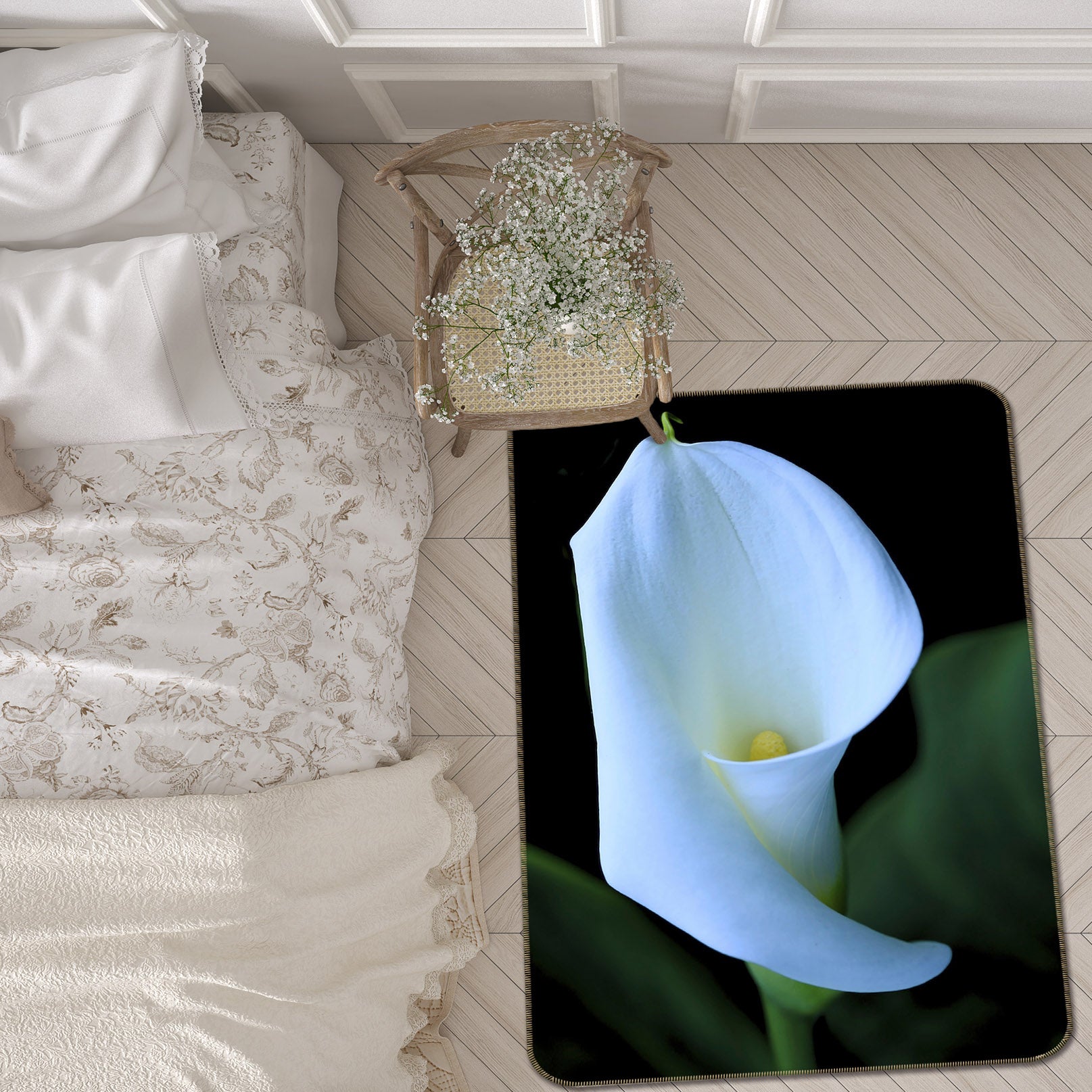 3D Lily Blossoms 1137 Kathy Barefield Rug Non Slip Rug Mat