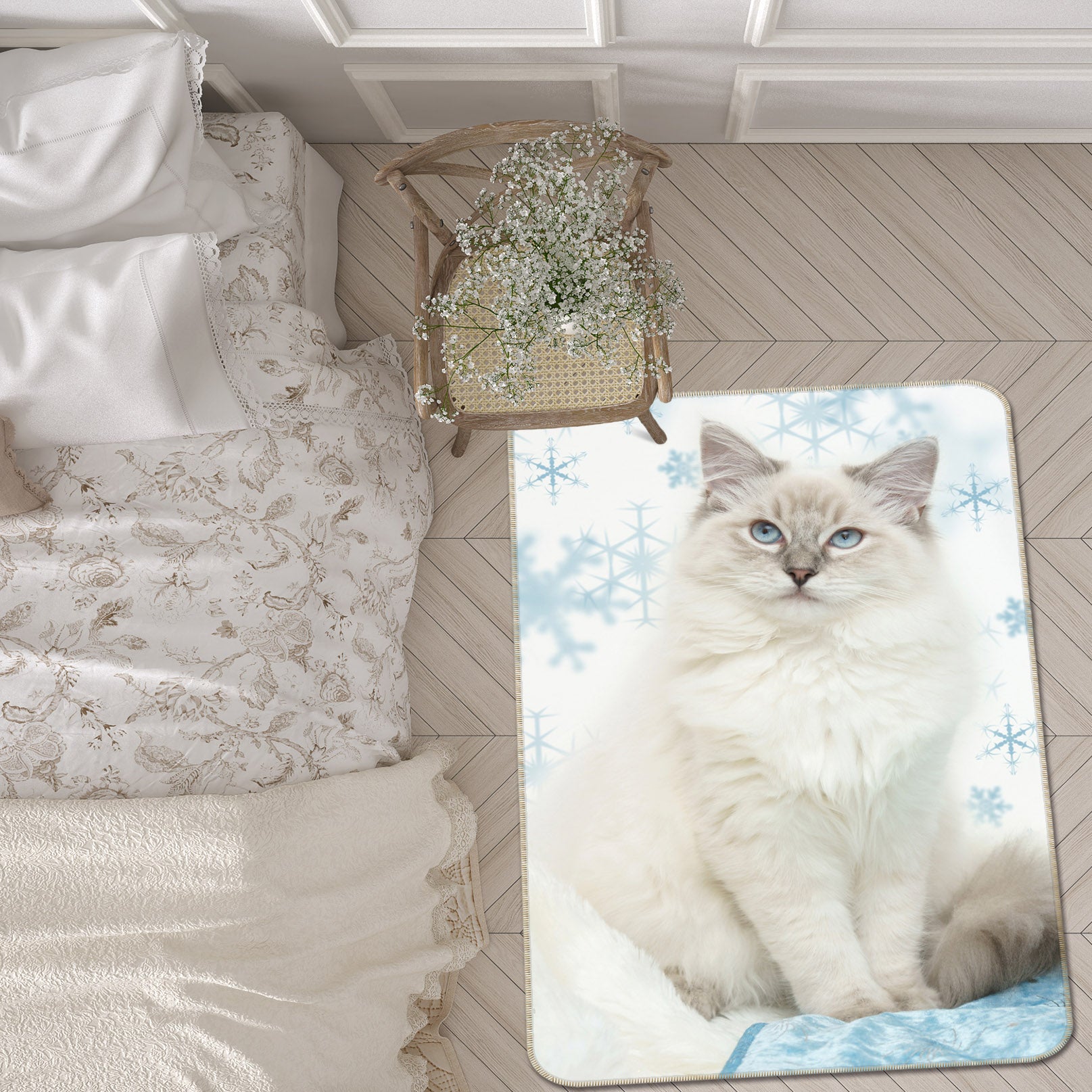 3D White Kitten 187 Animal Non Slip Rug Mat