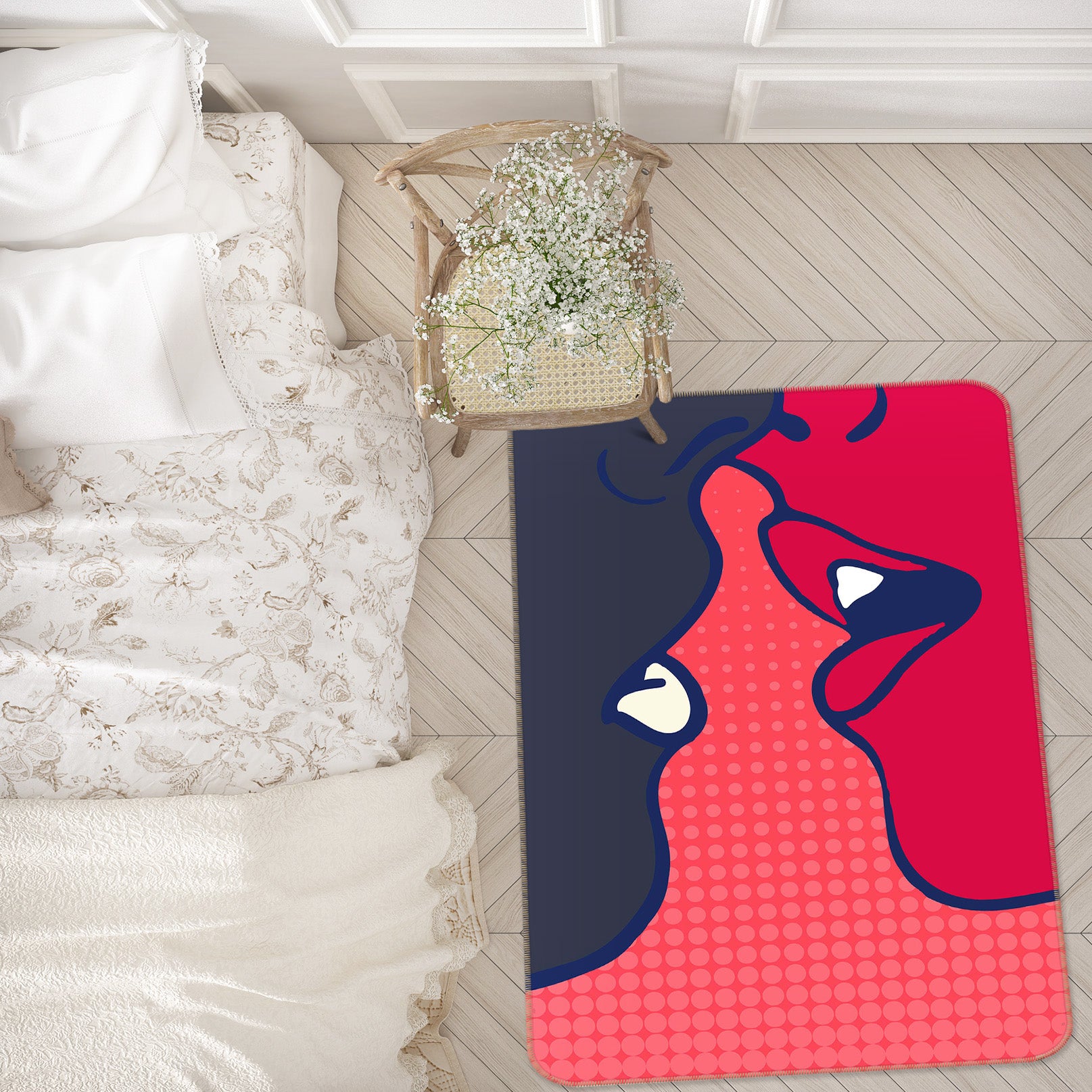 3D The Kiss 1123 Boris Draschoff Rug Non Slip Rug Mat