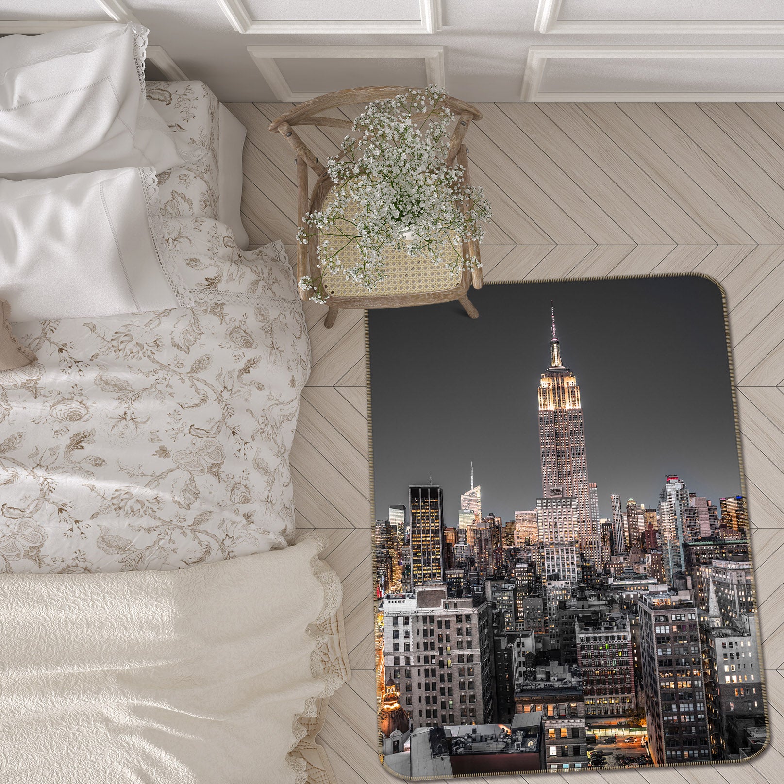 3D New York Night 183 Assaf Frank Rug Non Slip Rug Mat