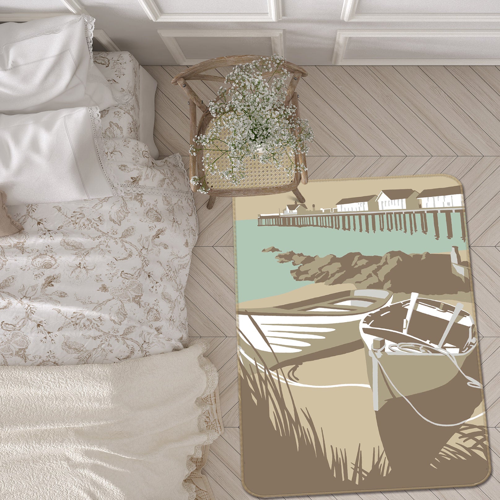 3D Southwold Boats Pier 1146 Steve Read Rug Non Slip Rug Mat