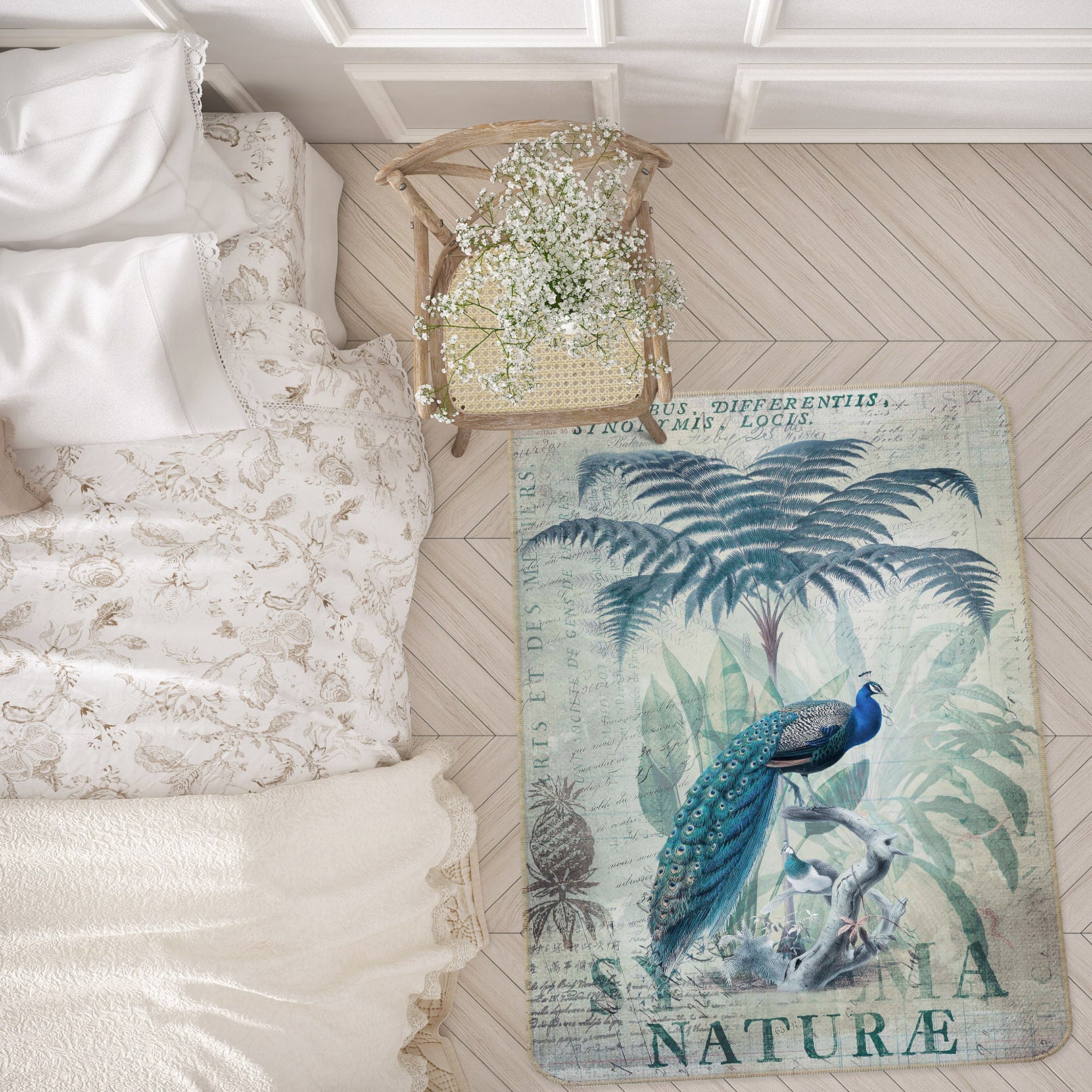 3D Wood Peacock 1027 Andrea haase Rug Non Slip Rug Mat