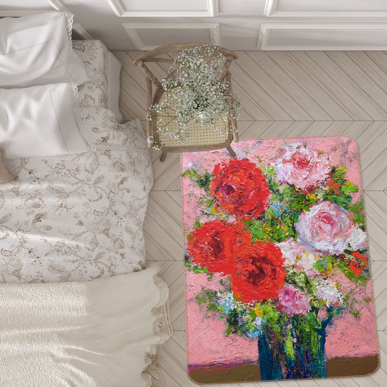 3D Vase Flowers 3007 Allan P. Friedlander Rug Non Slip Rug Mat