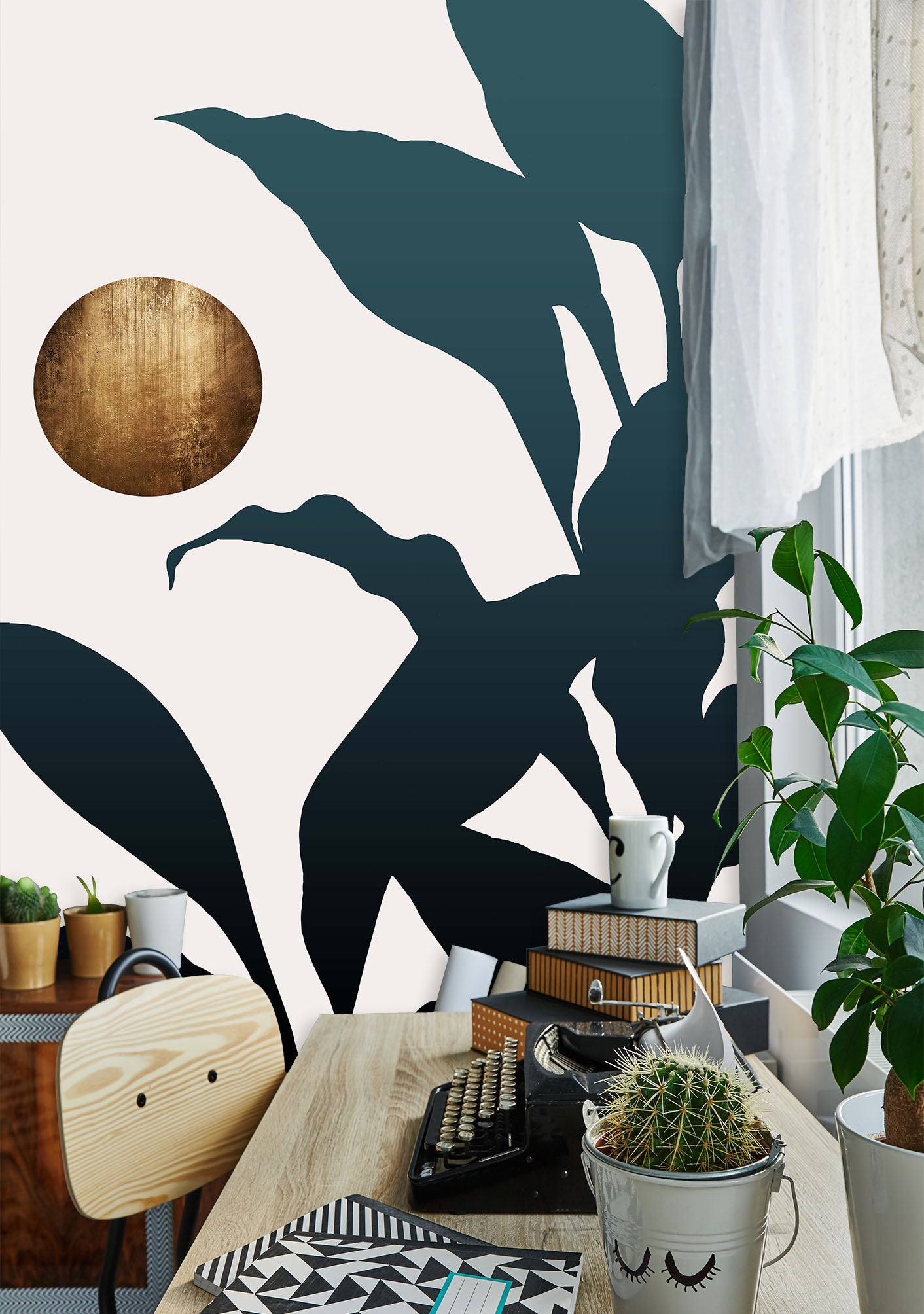 3D Leaves Moon 1444 Boris Draschoff Wall Mural Wall Murals