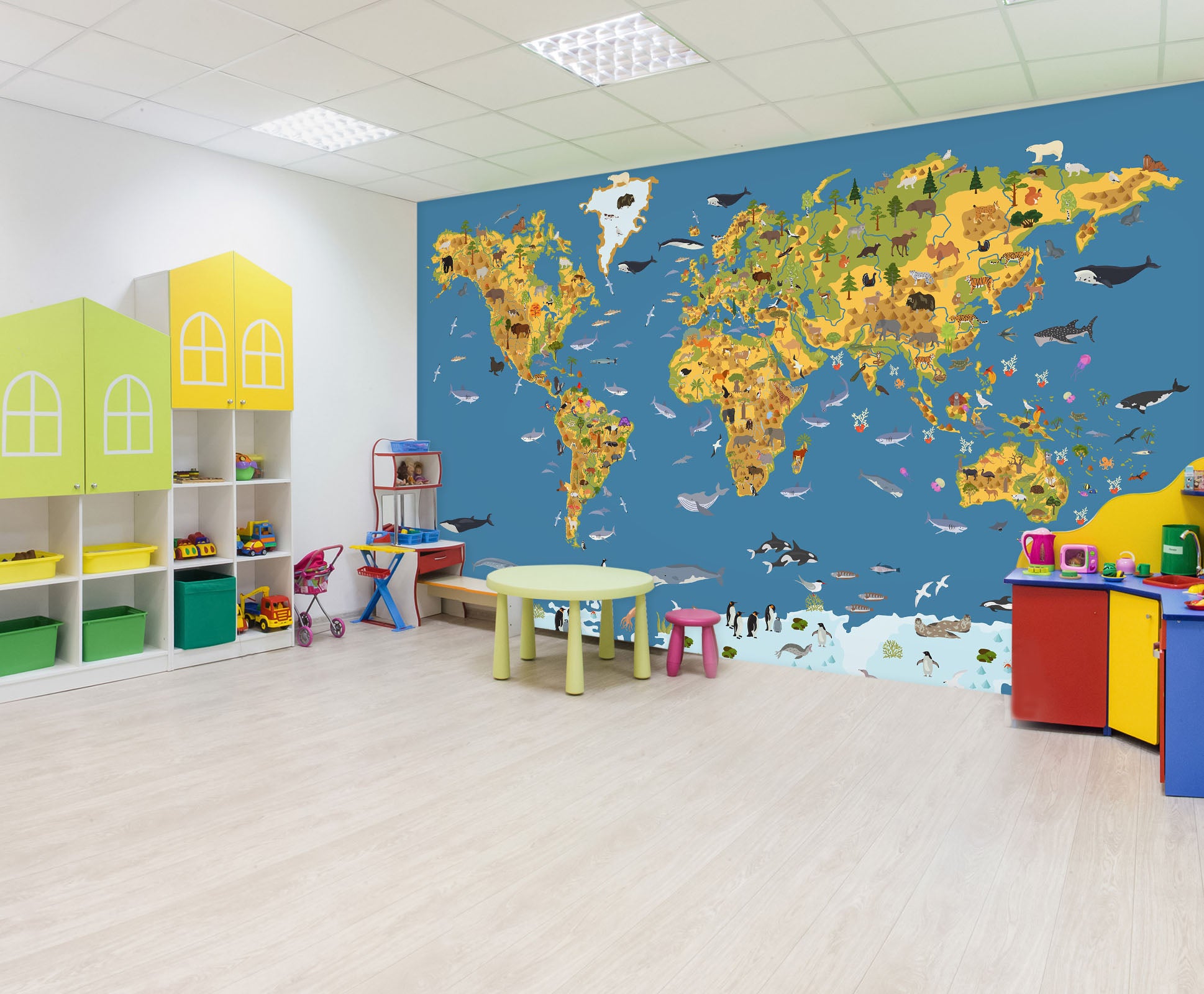 3D Color Island 2141 World Map Wall Murals