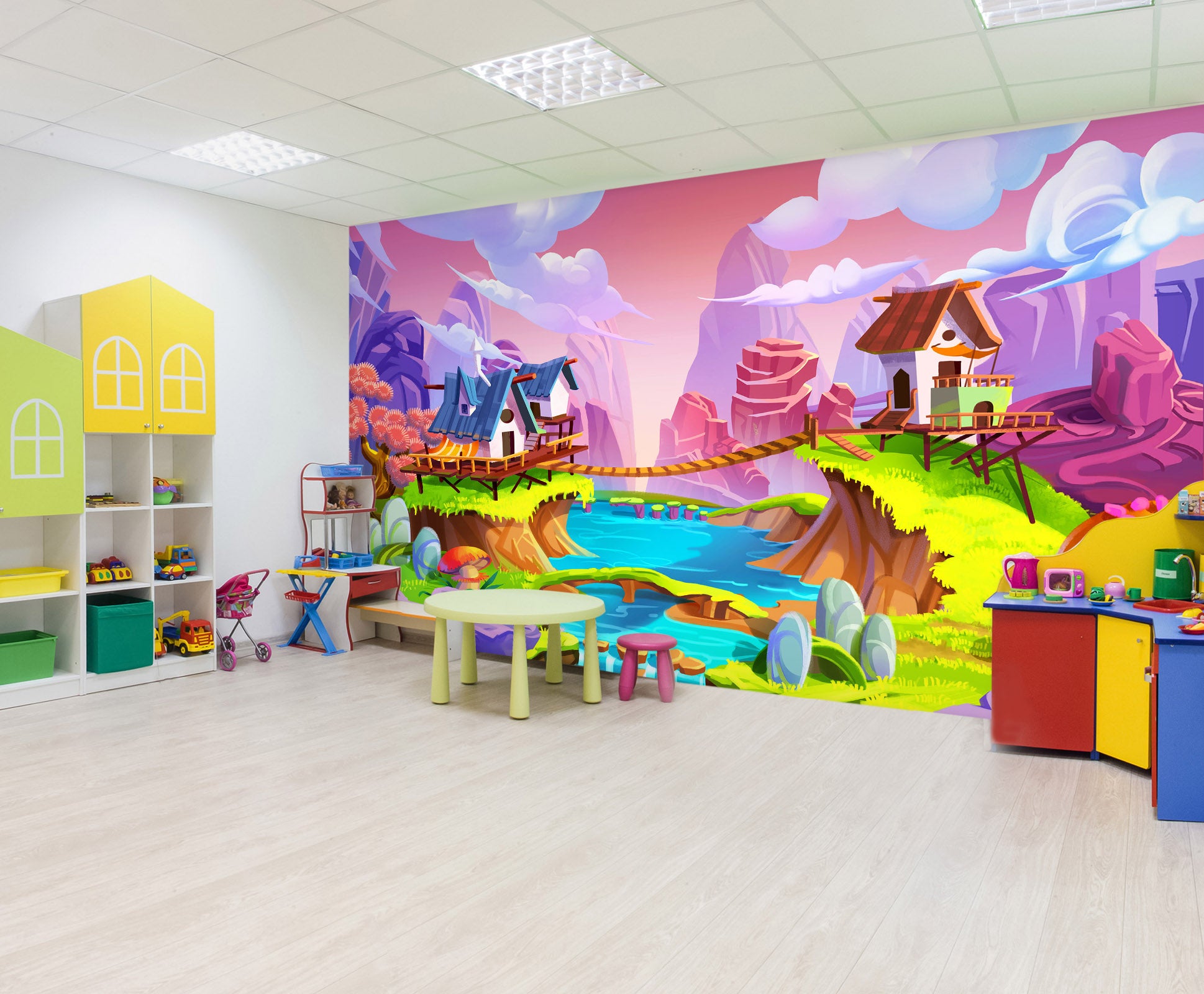 3D House Bridge River 280 Wall Murals