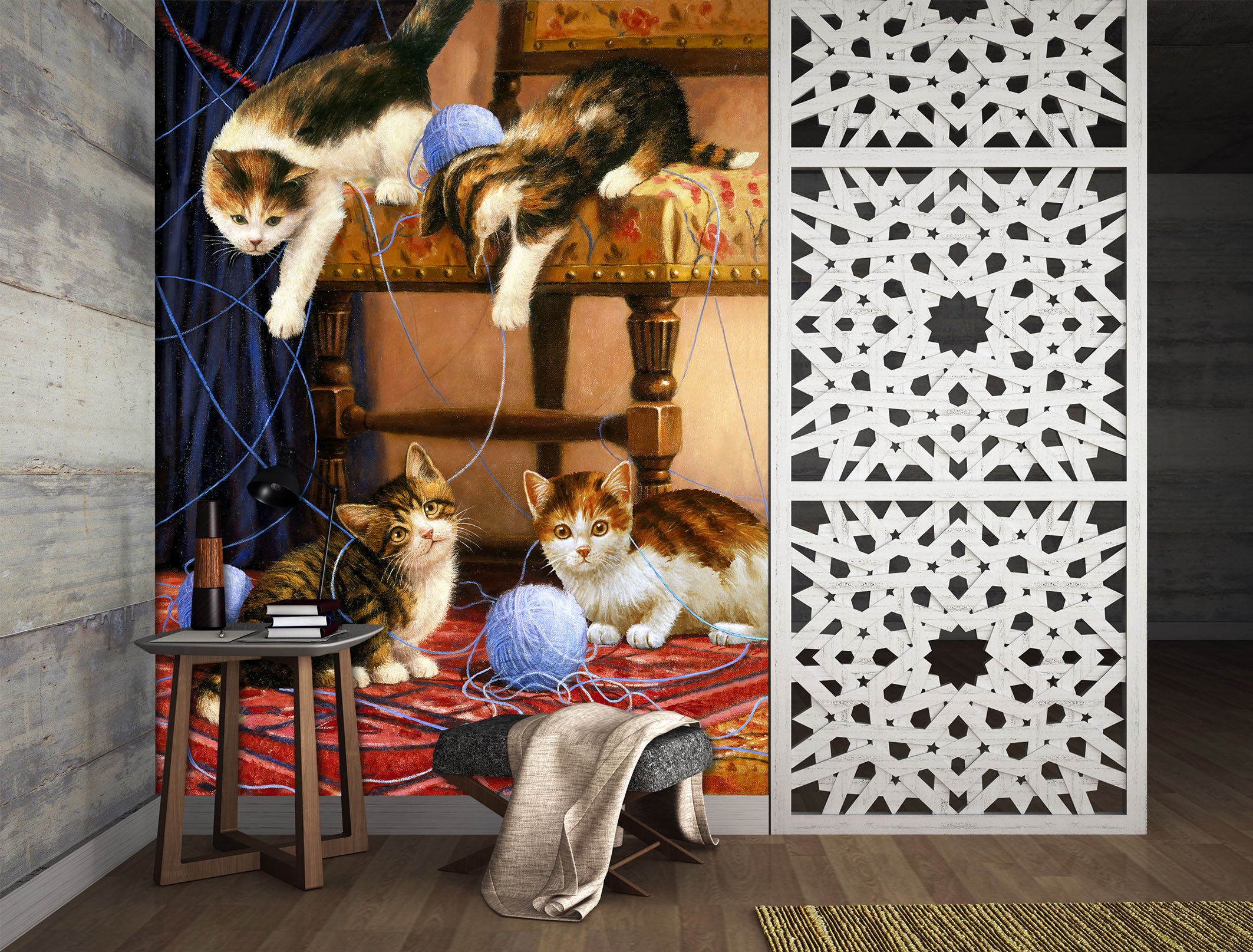 3D Four Cats 1664 Kevin Walsh Wall Mural Wall Murals