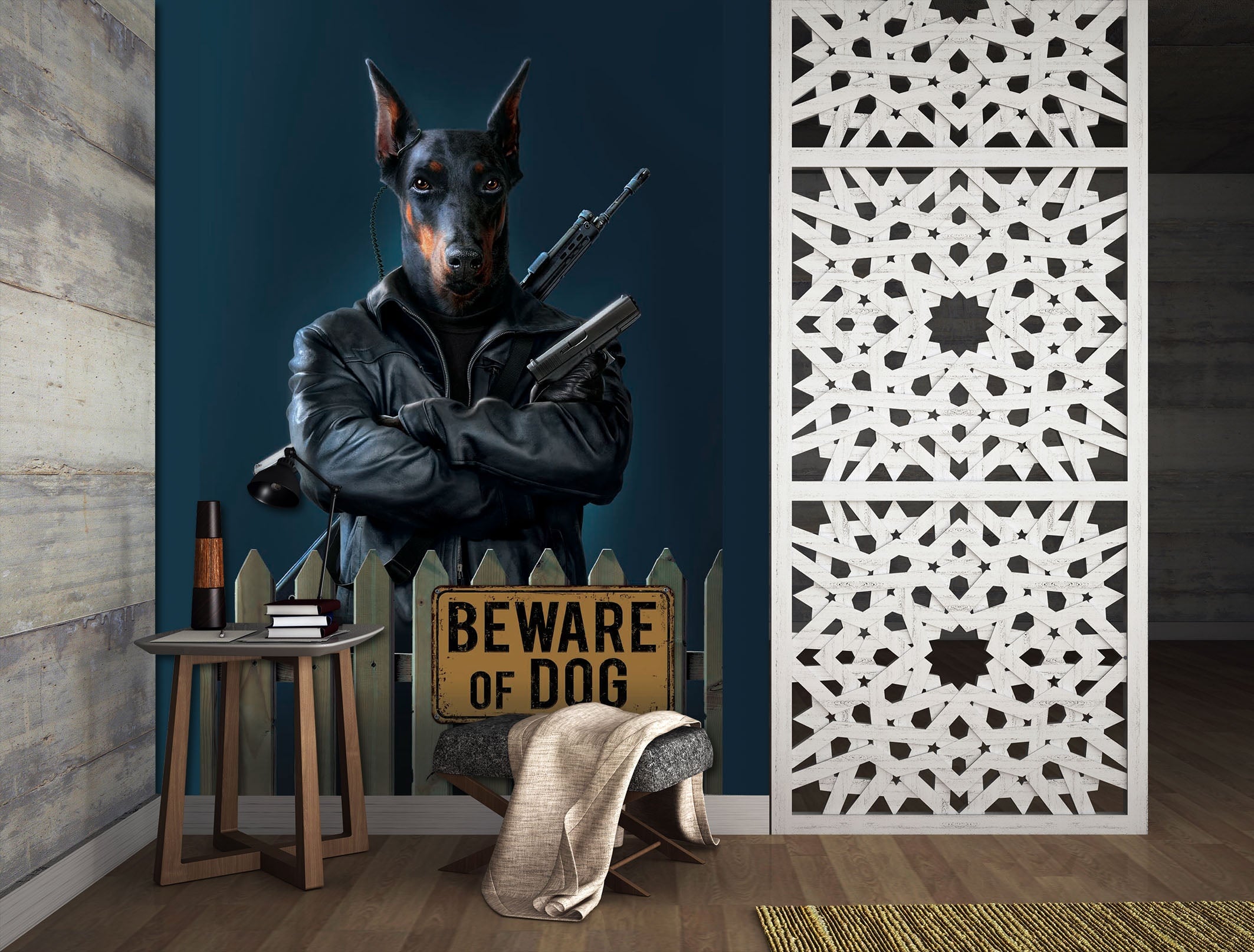 3D Dog Wwarrior 1409 Wall Murals Exclusive Designer Vincent Wallpaper AJ Wallpaper 