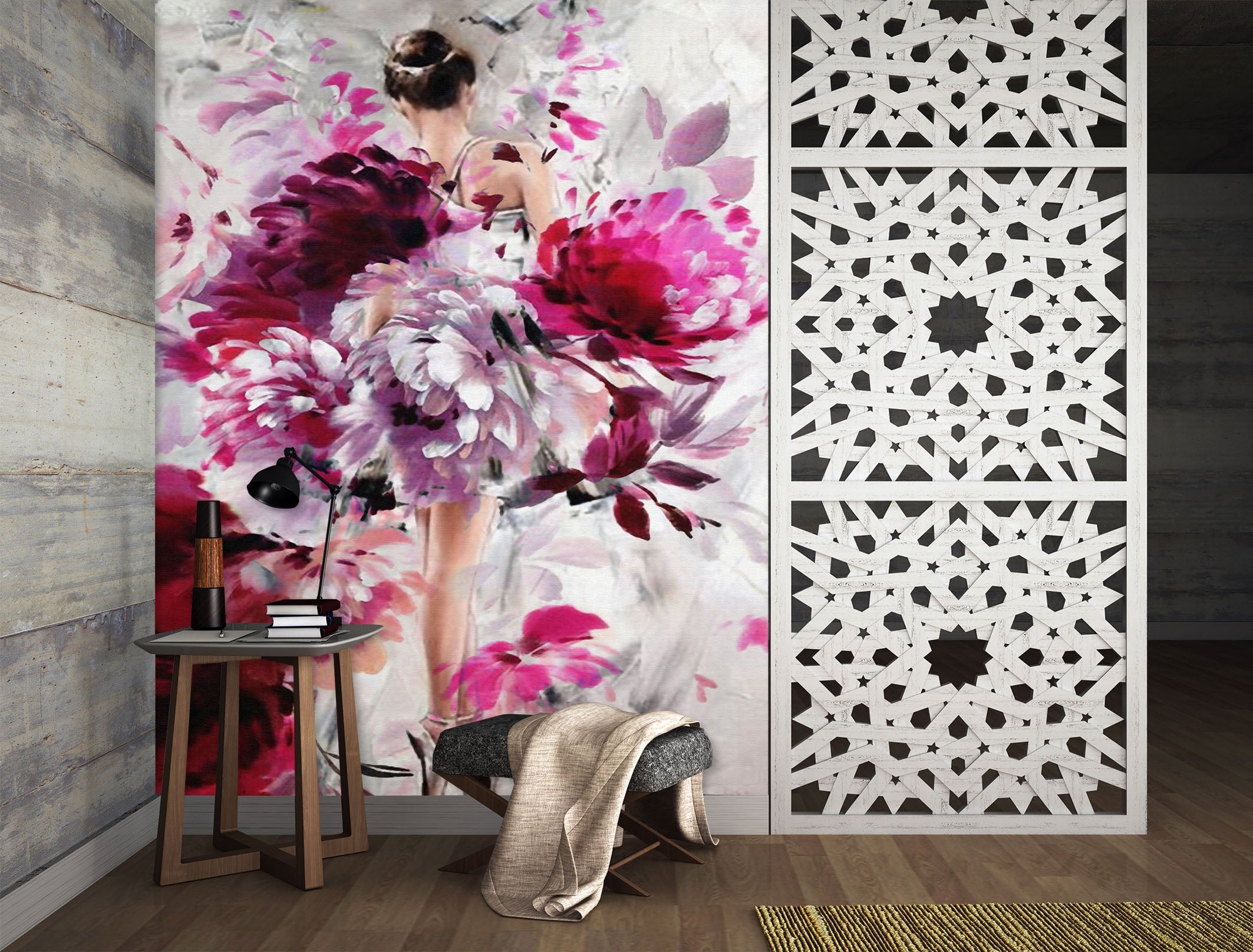 3D Peony Dress Woman 104 Wall Murals Wallpaper AJ Wallpaper 