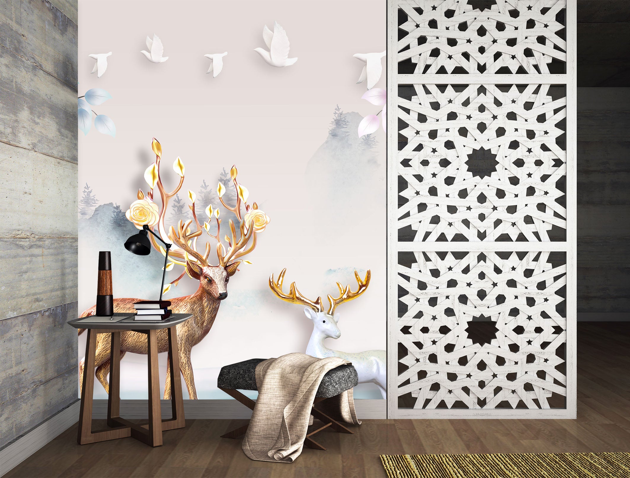 3D Fawn Flying Bird 1835 Wall Murals