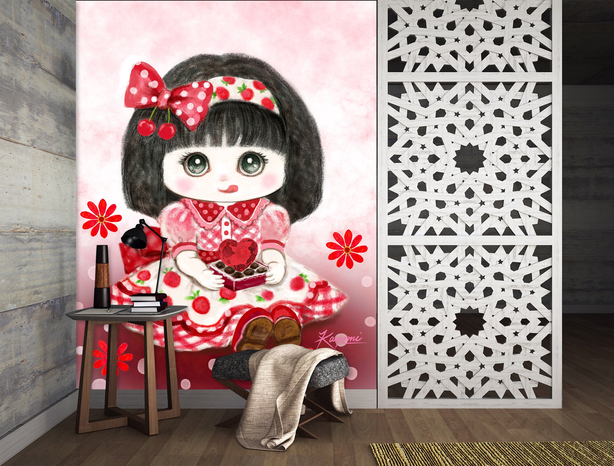 3D Strawberry Girl 5481 Kayomi Harai Wall Mural Wall Murals