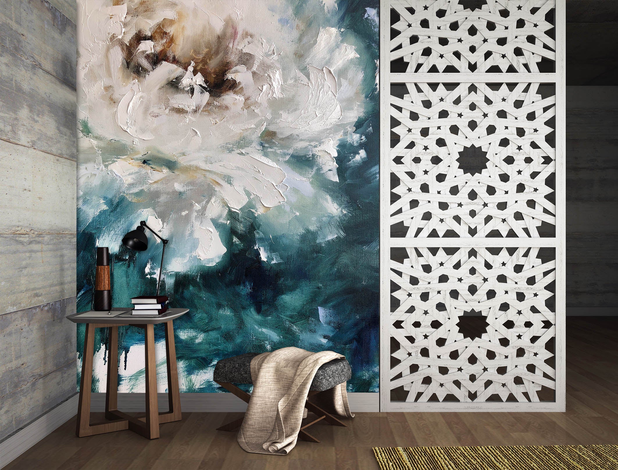 3D White Flower 302 Skromova Marina Wall Mural Wall Murals