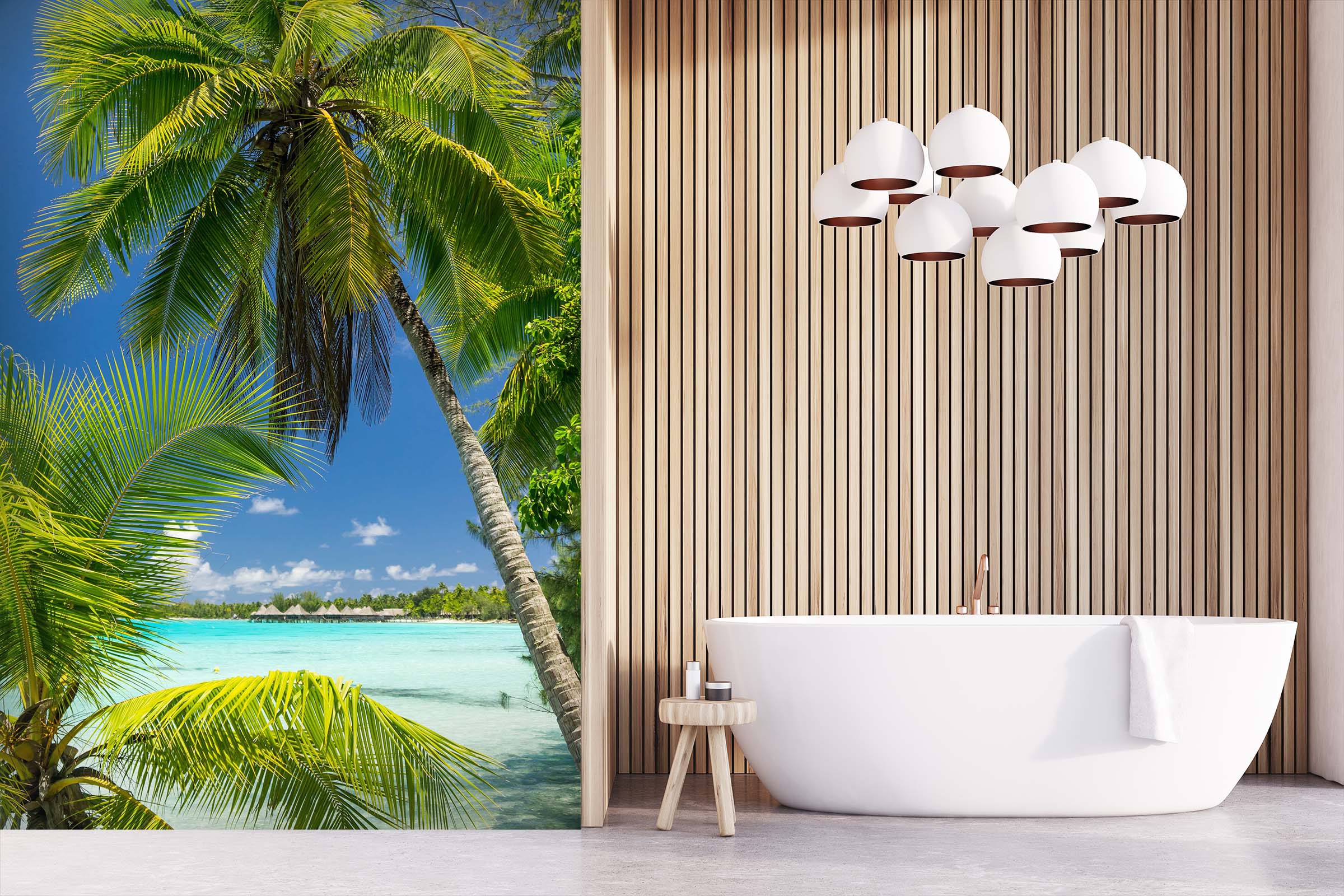 3D Coconut Tree Sea 081 Wall Murals