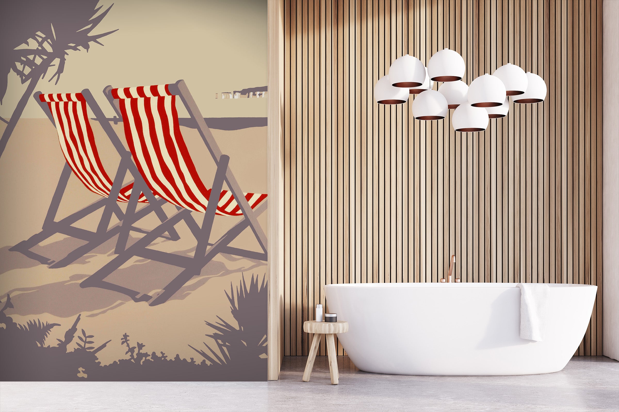 3D Bournemouth Red Deckchairs 1006 Steve Read Wall Mural Wall Murals