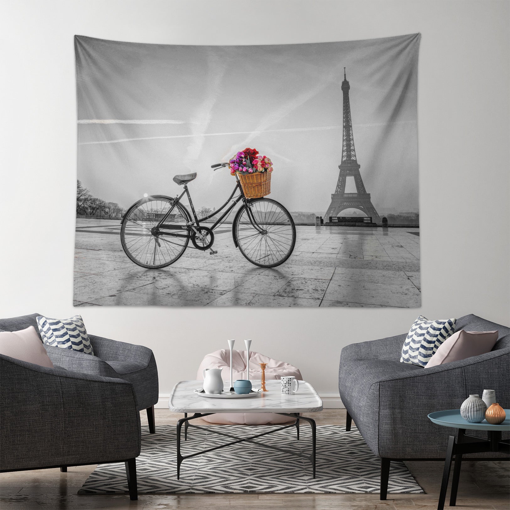 3D Bike Eiffel Tower 11692 Assaf Frank Tapestry Hanging Cloth Hang