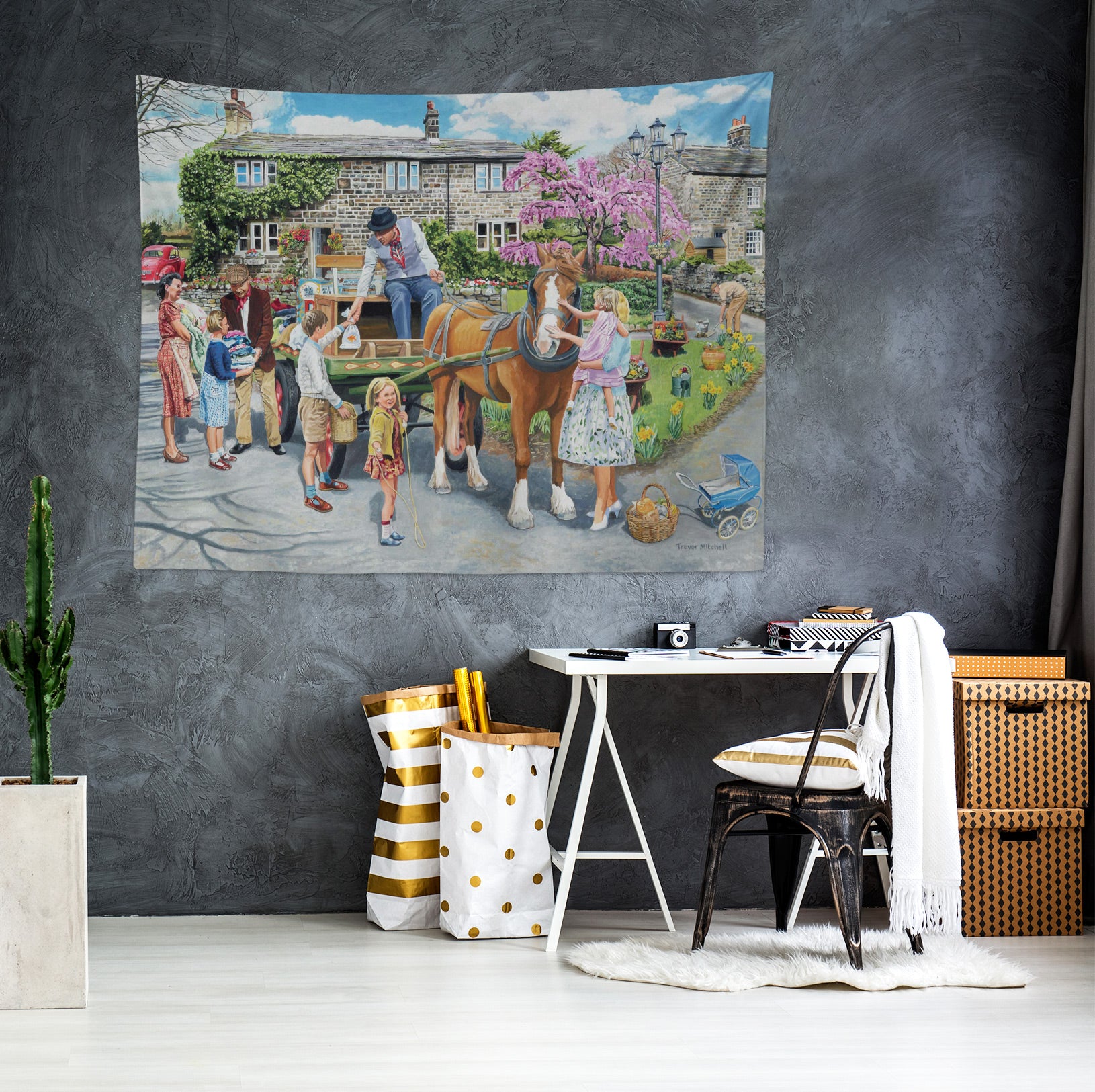 3D Carriage Child People 11275 Trevor Mitchell Tapestry Hanging Cloth Hang