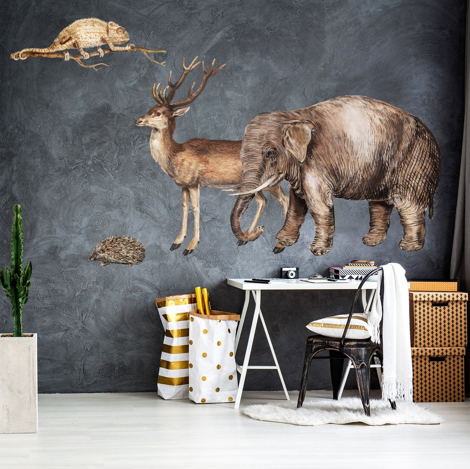 3D Elk Elephant 067 Animals Wall Stickers Wallpaper AJ Wallpaper 